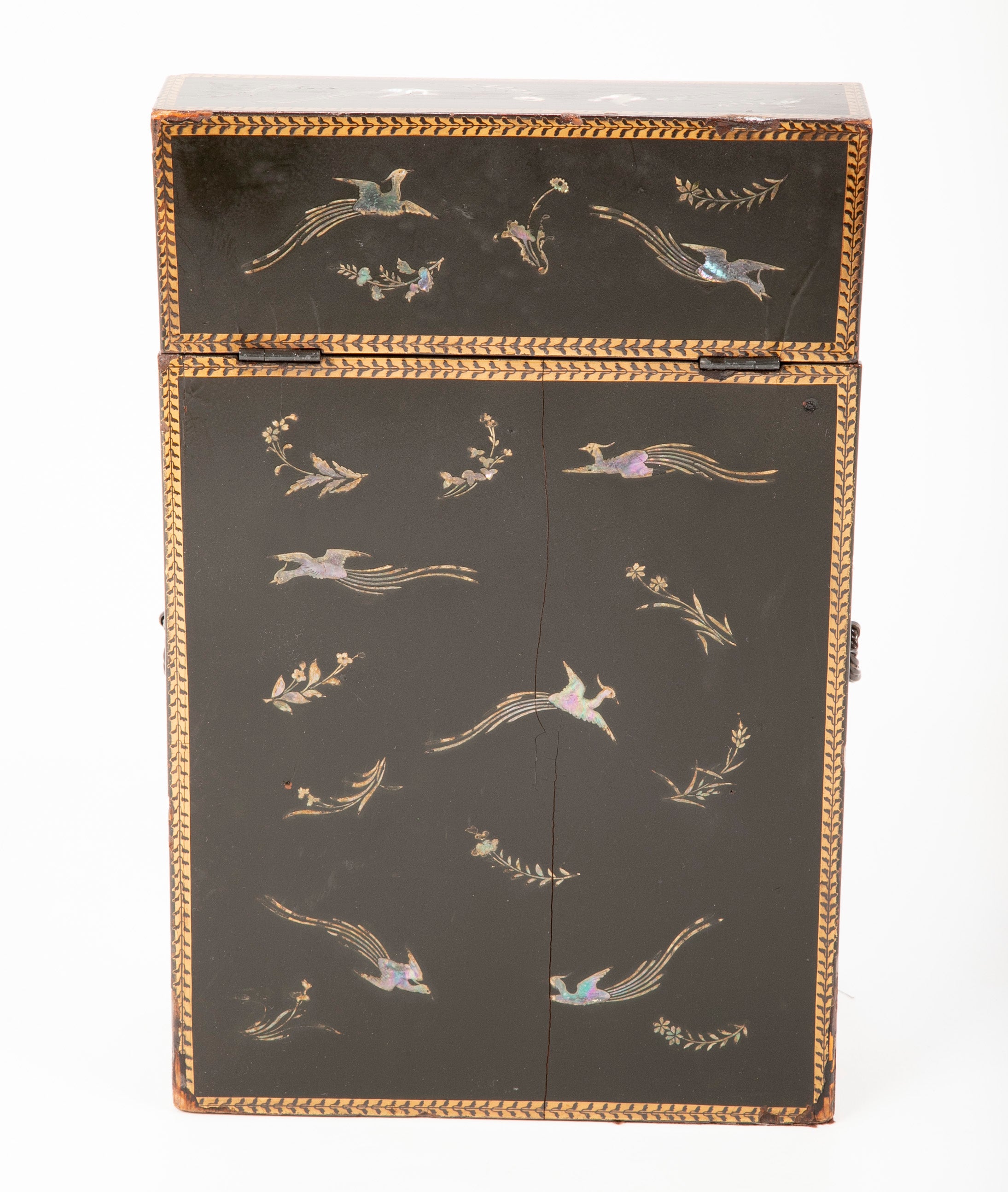 Rare Pair of Japanese Nagasaki Export Lacquered Wood Knife Boxes