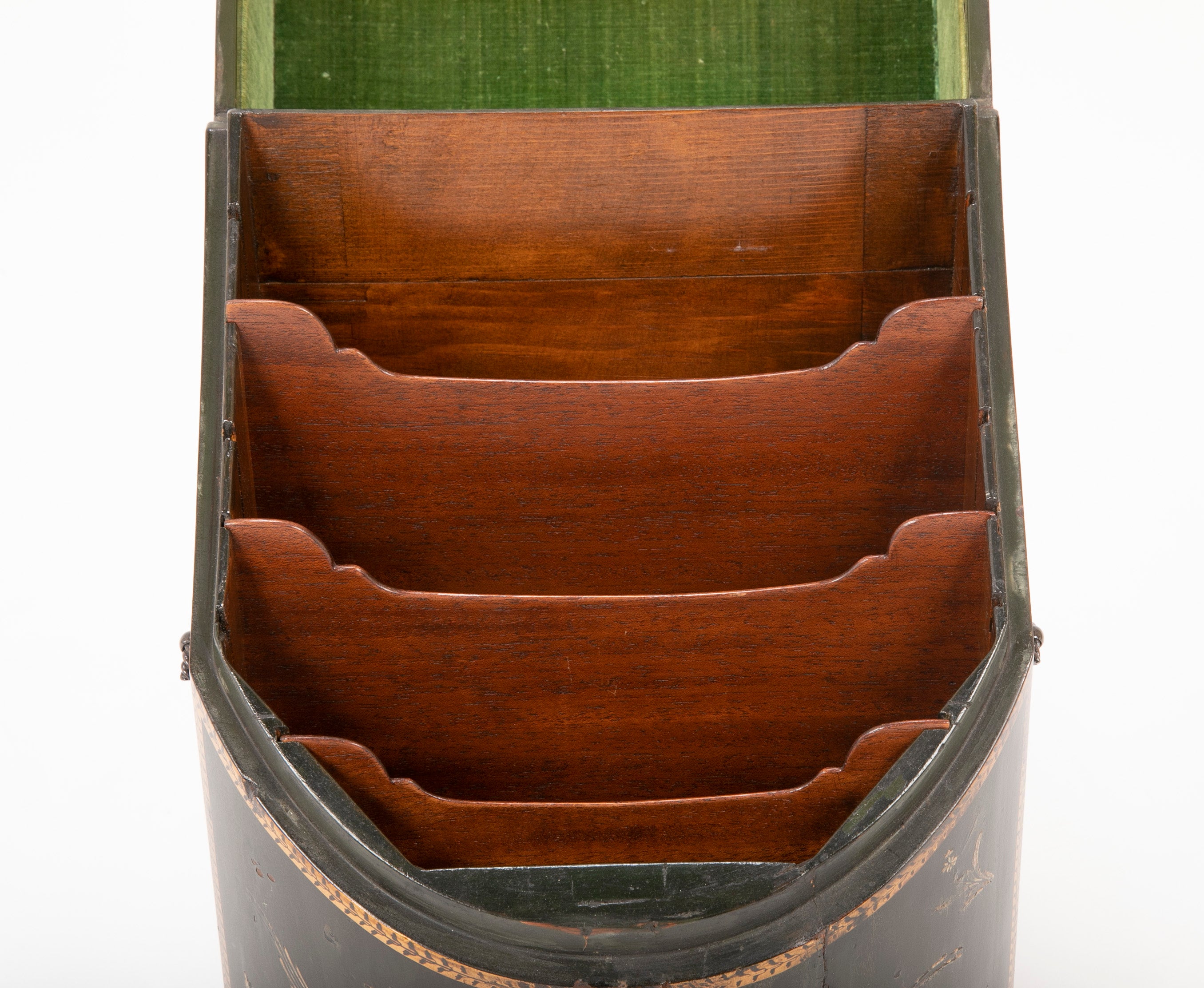 Rare Pair of Japanese Nagasaki Export Lacquered Wood Knife Boxes