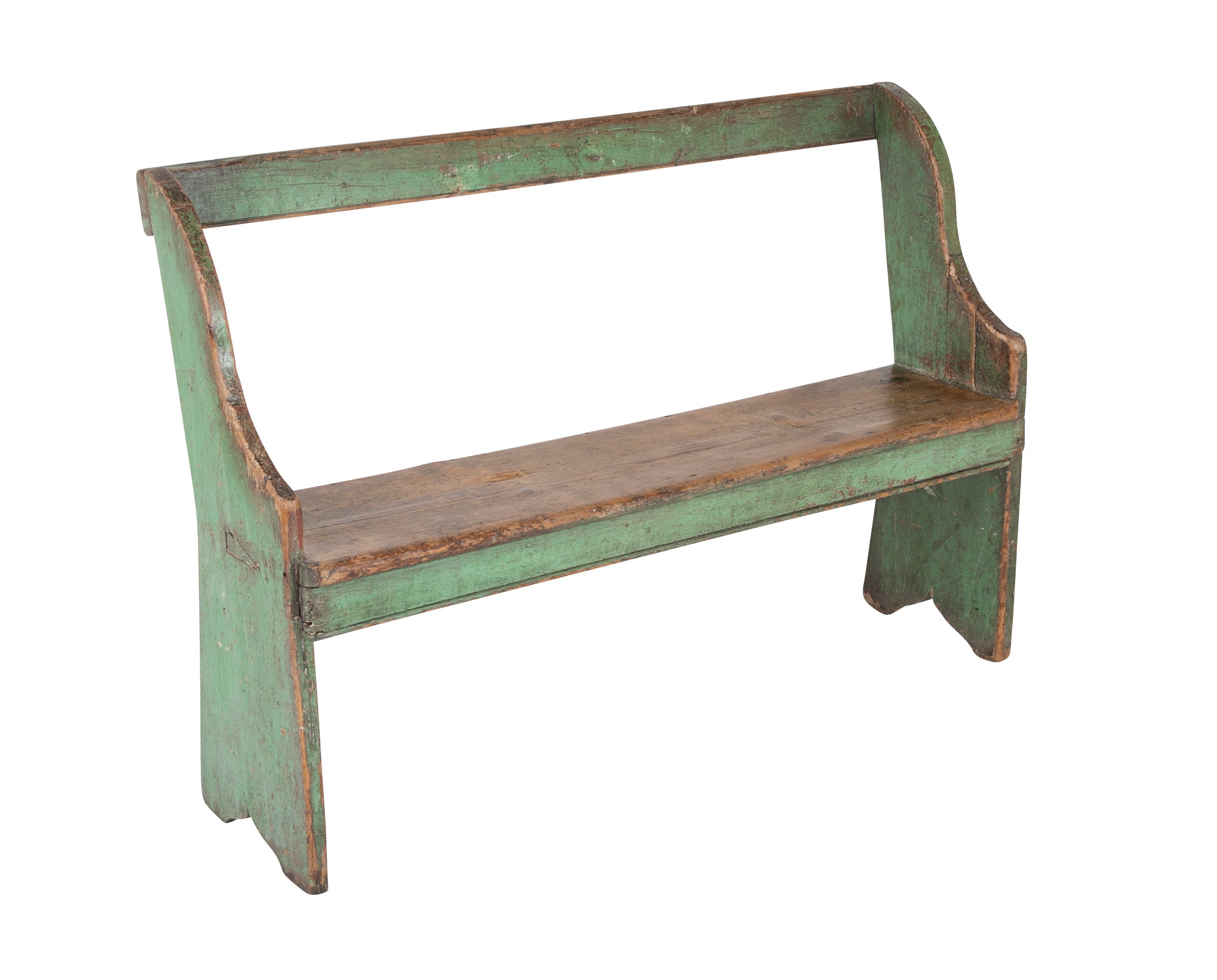 Late 19th Century American Painted Bench with Bootjack Ends