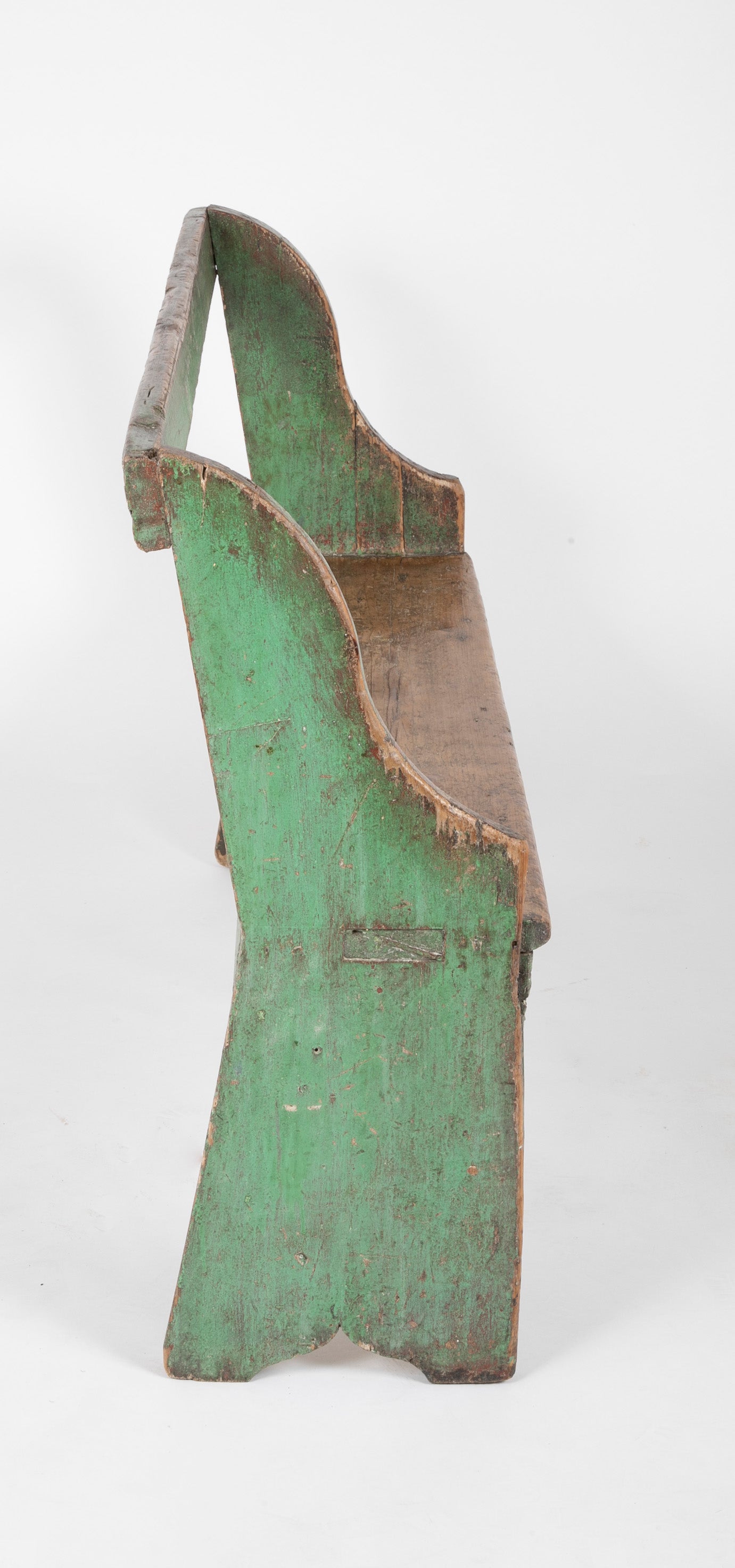 Late 19th Century American Painted Bench with Bootjack Ends