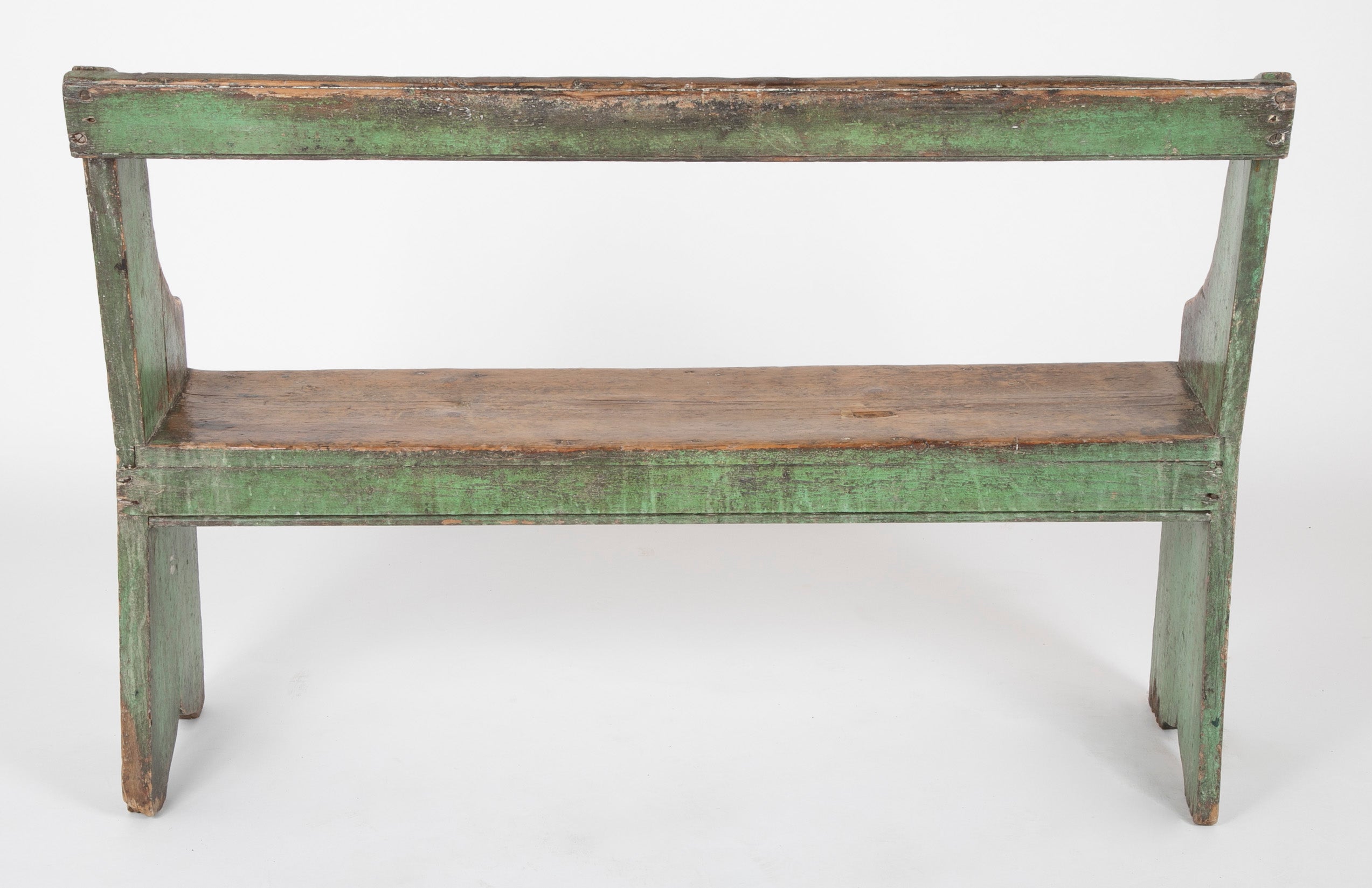 Late 19th Century American Painted Bench with Bootjack Ends