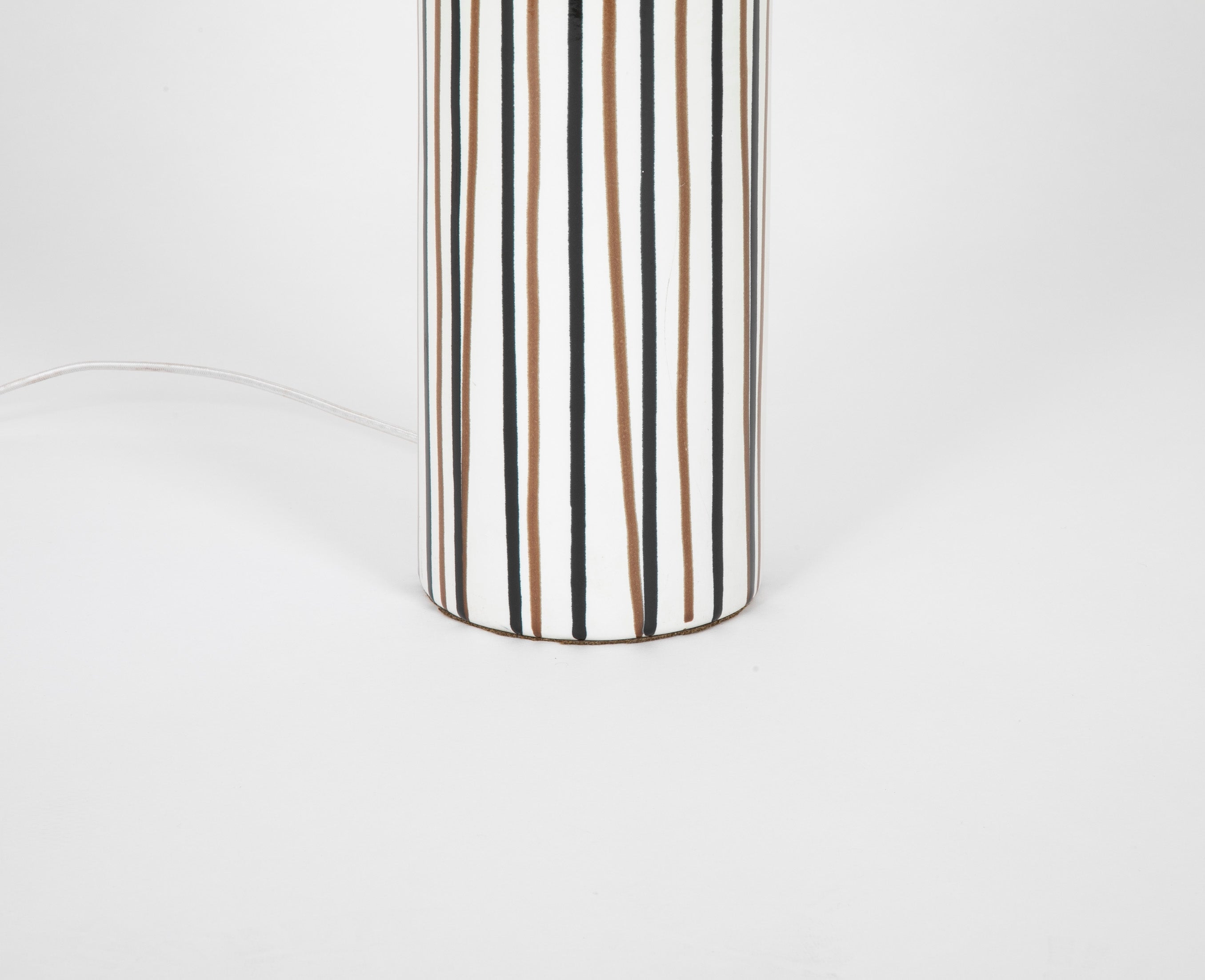 Italian Pottery Cylinder Form Lamp with Striped Glaze