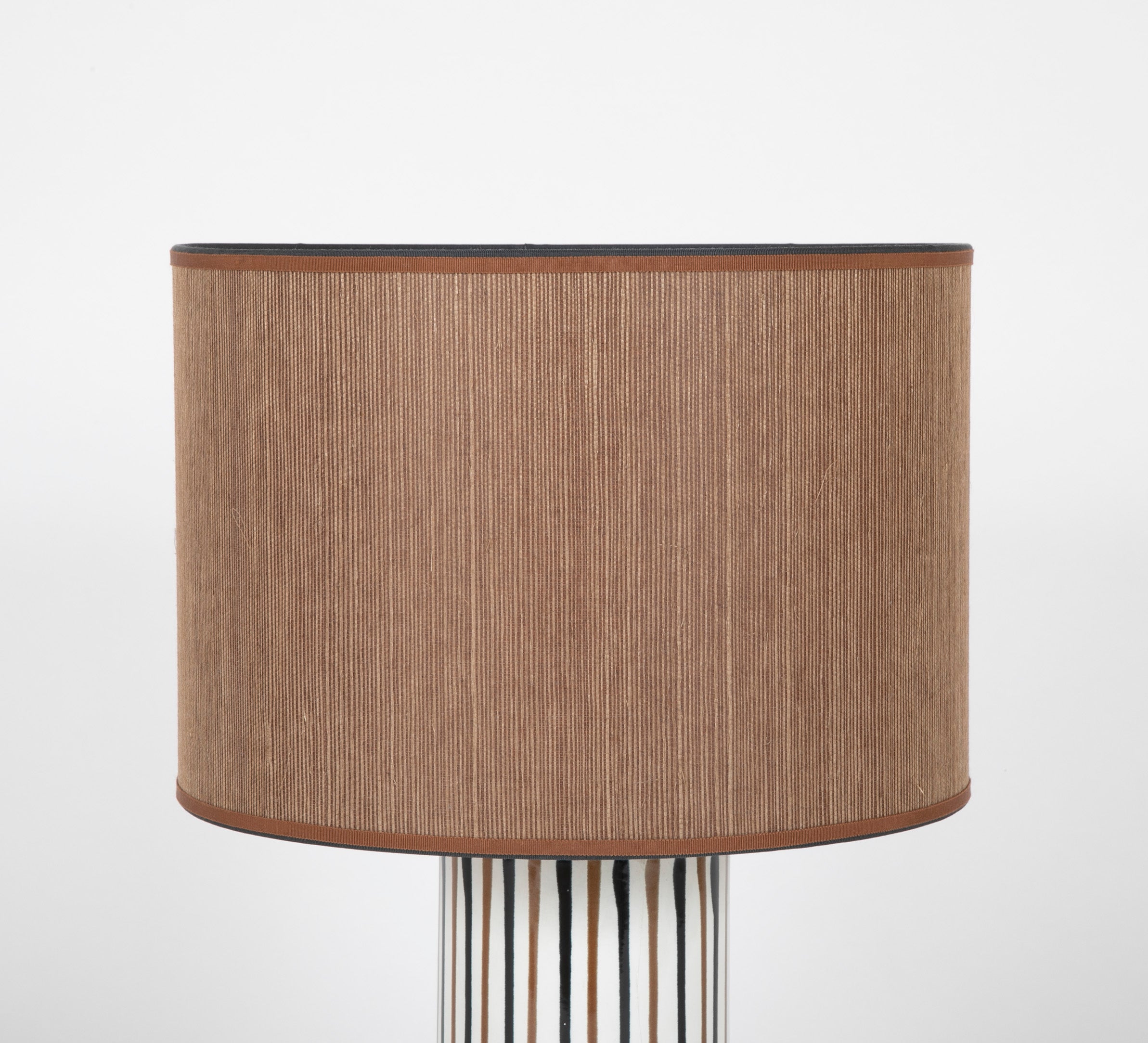 Italian Pottery Cylinder Form Lamp with Striped Glaze