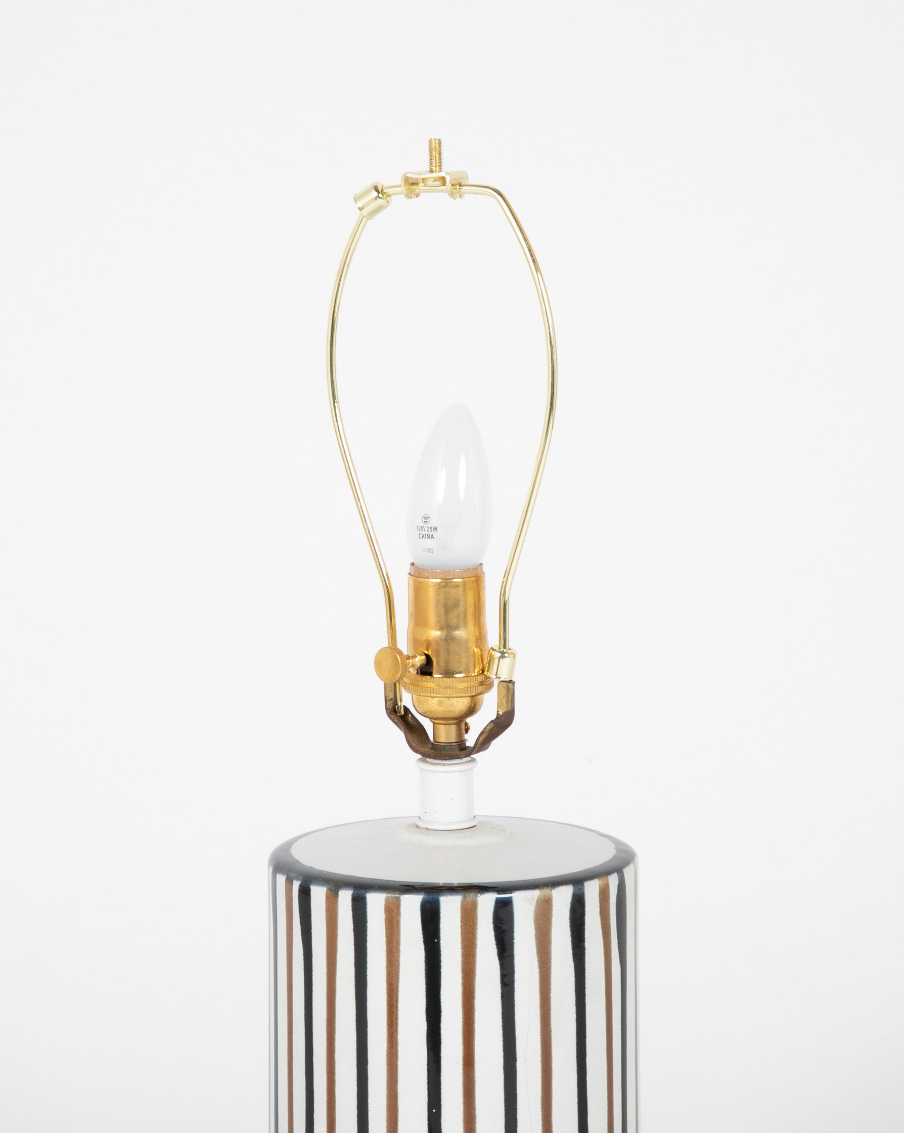 Italian Pottery Cylinder Form Lamp with Striped Glaze