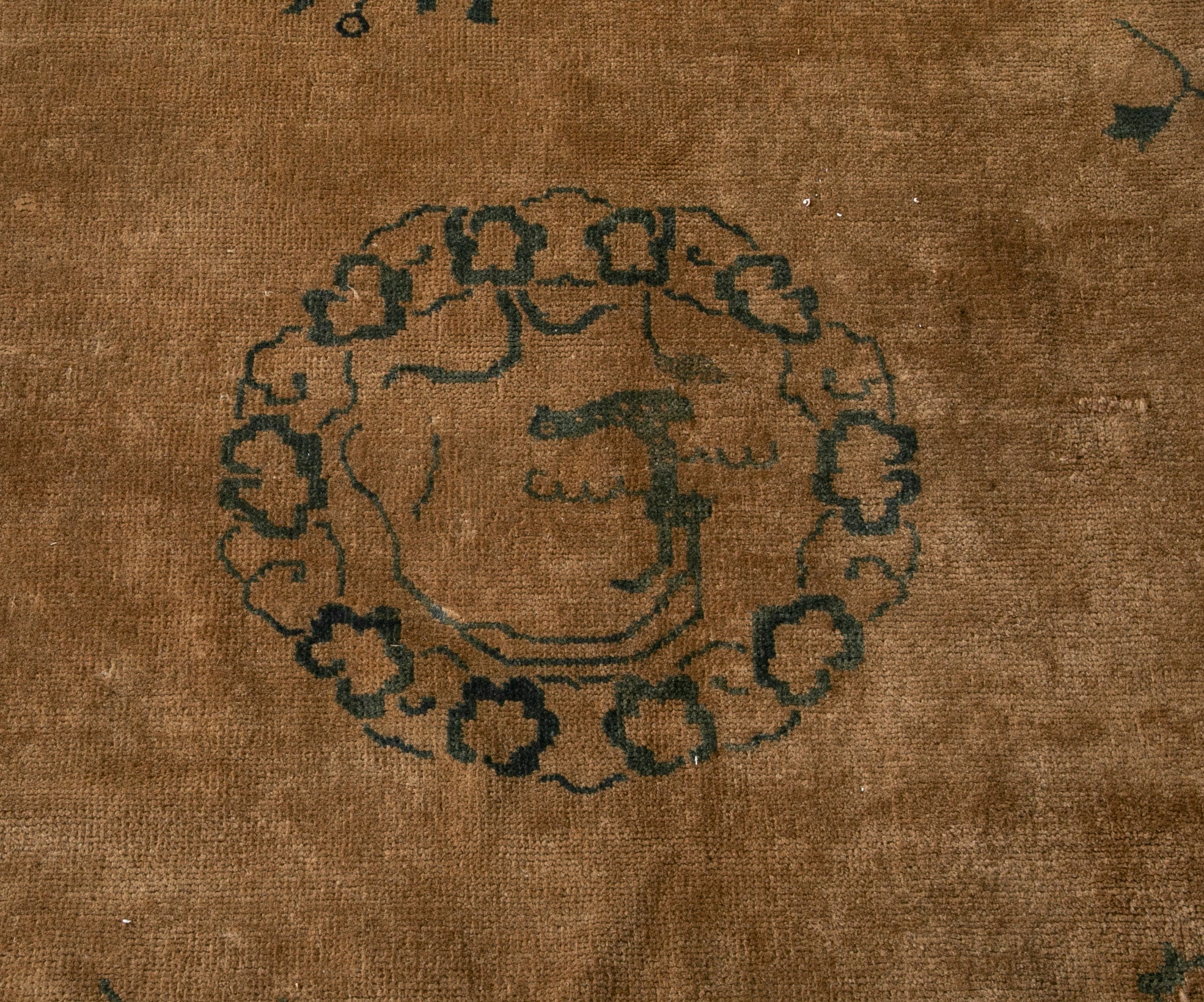 Chinese Carpet with Floral and Eyed Border Around Field of 5 Medallions