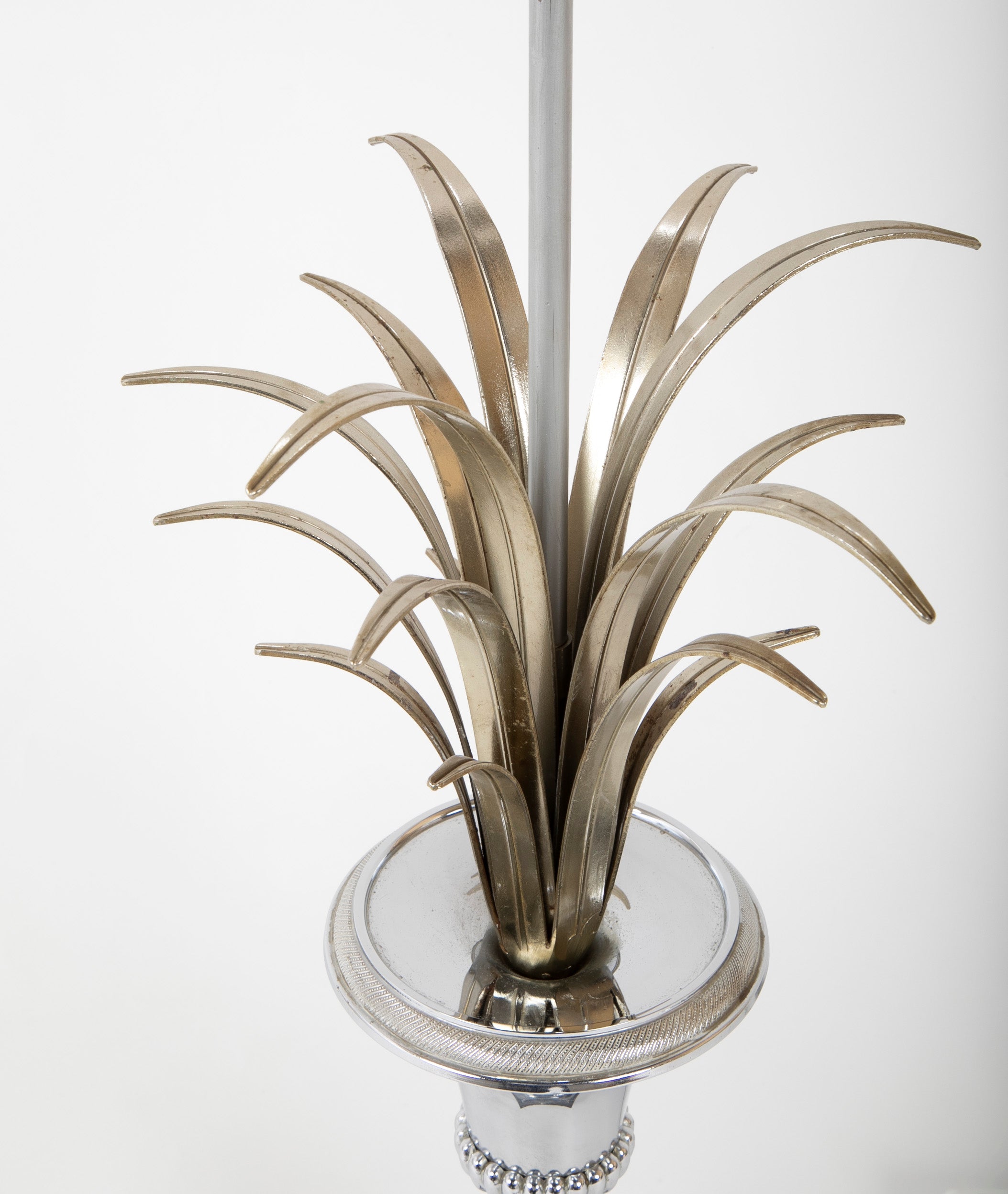 Foliate Cast Metal Lamp in the Style of Charles et Fils