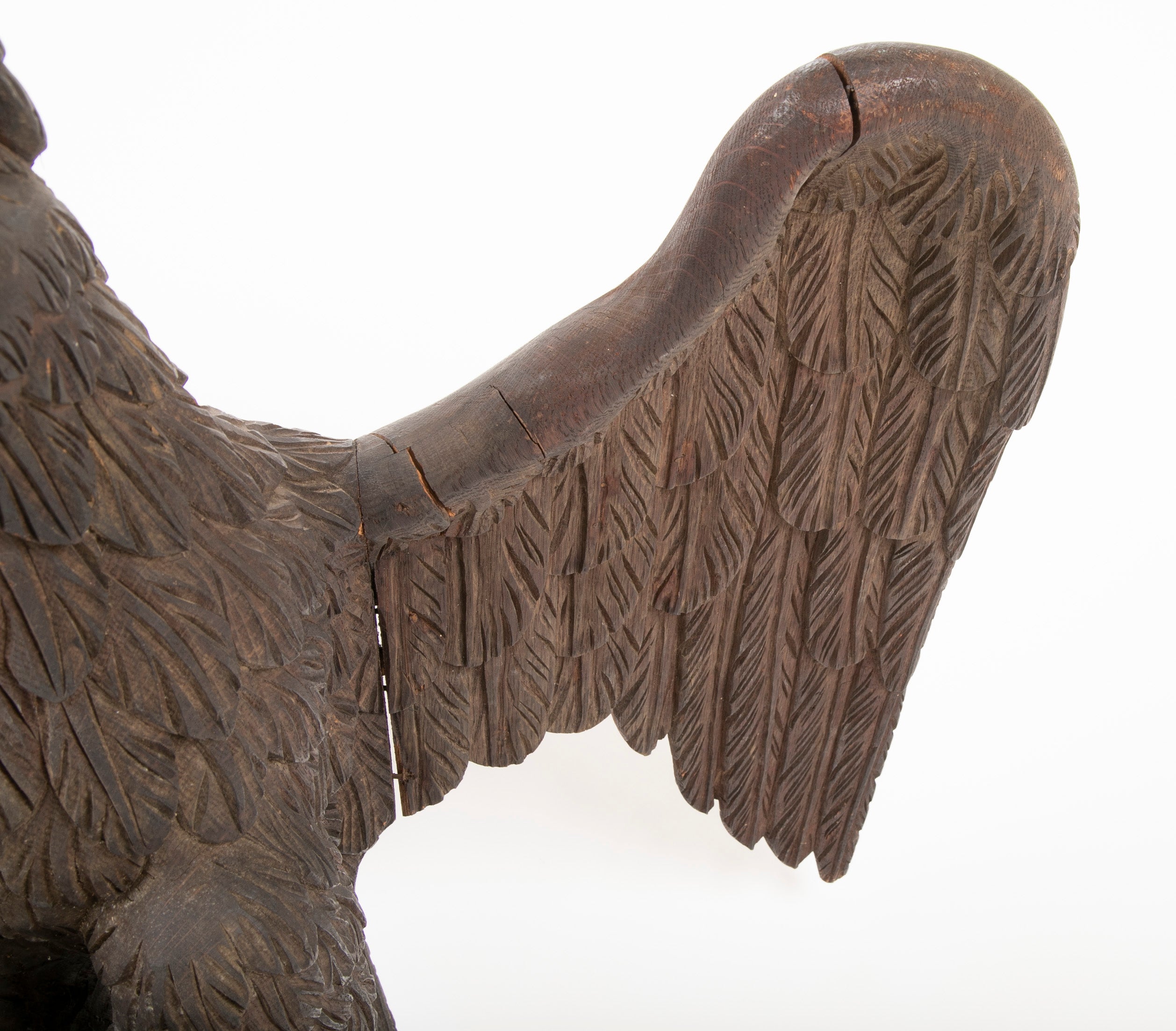 Outstanding Large Oak Carved Eagle Grasping Shield with Three Arrows in His Talons