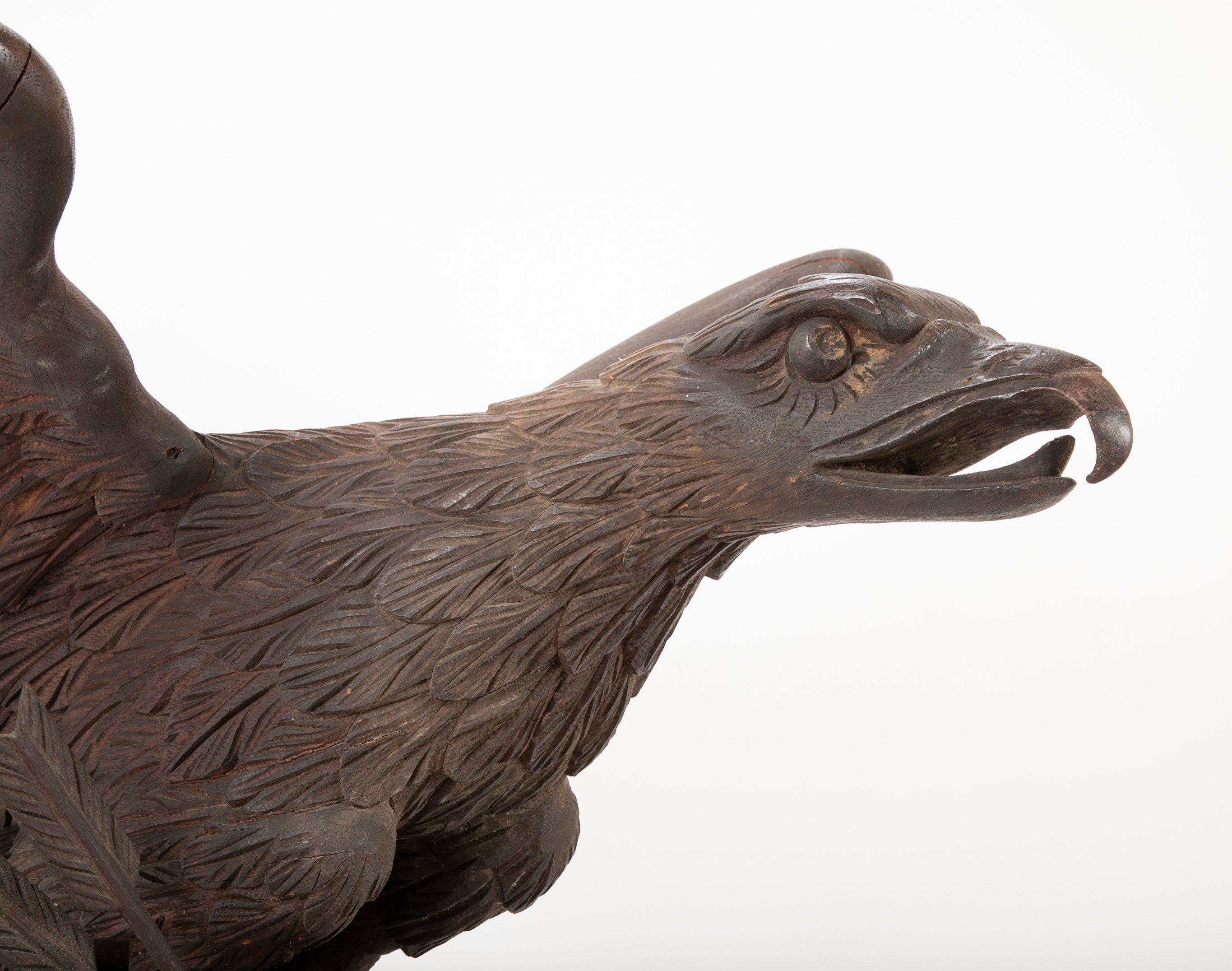Outstanding Large Oak Carved Eagle Grasping Shield with Three Arrows in His Talons