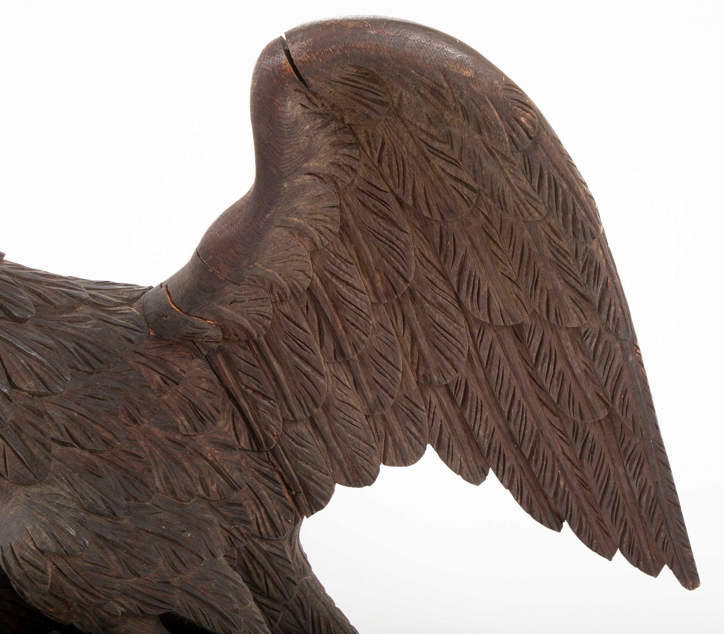 Outstanding Large Oak Carved Eagle Grasping Shield with Three Arrows in His Talons