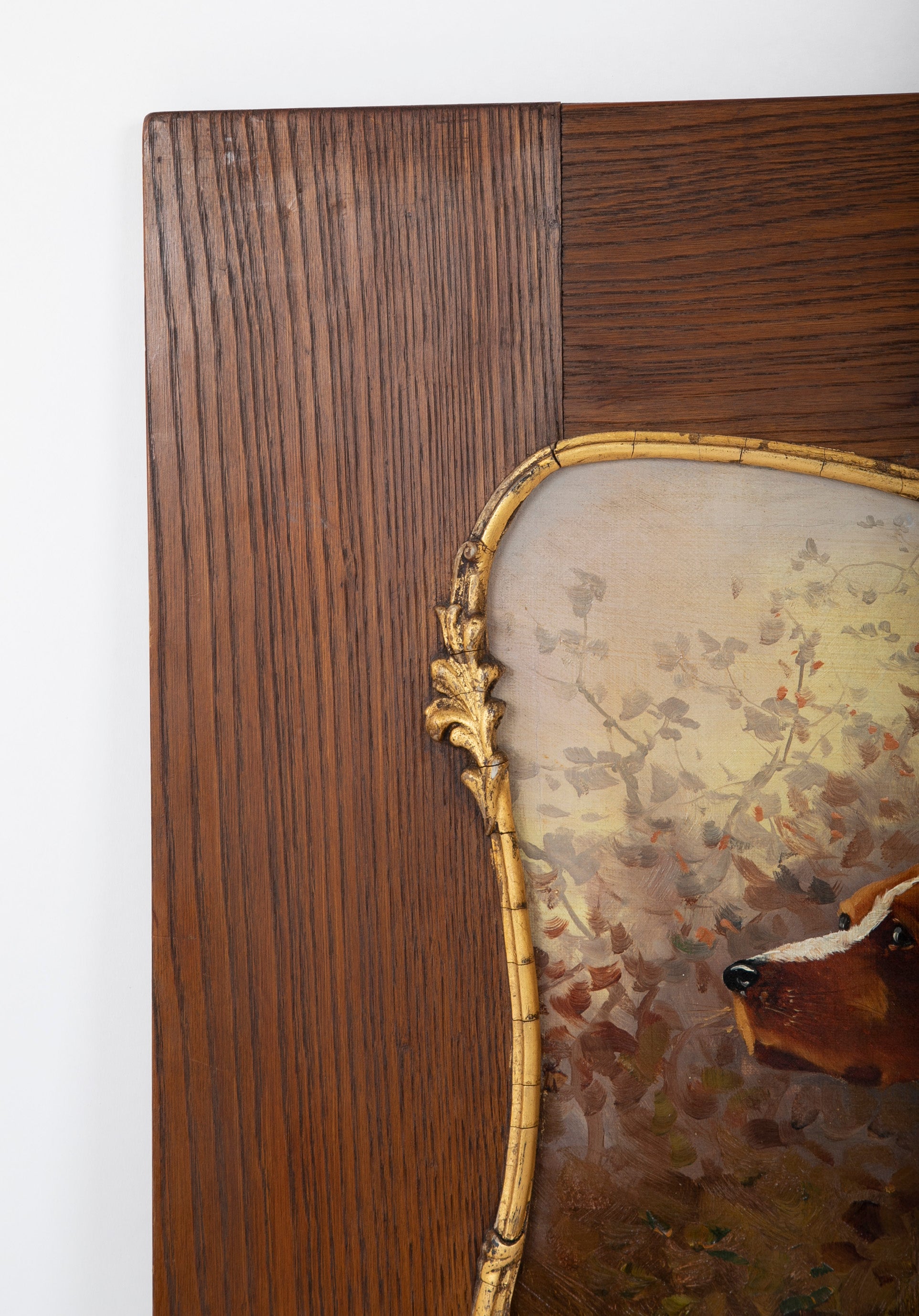 Oil on Canvas Portrait of a Setter or Golden Retriever Signed Clarence E. Braley