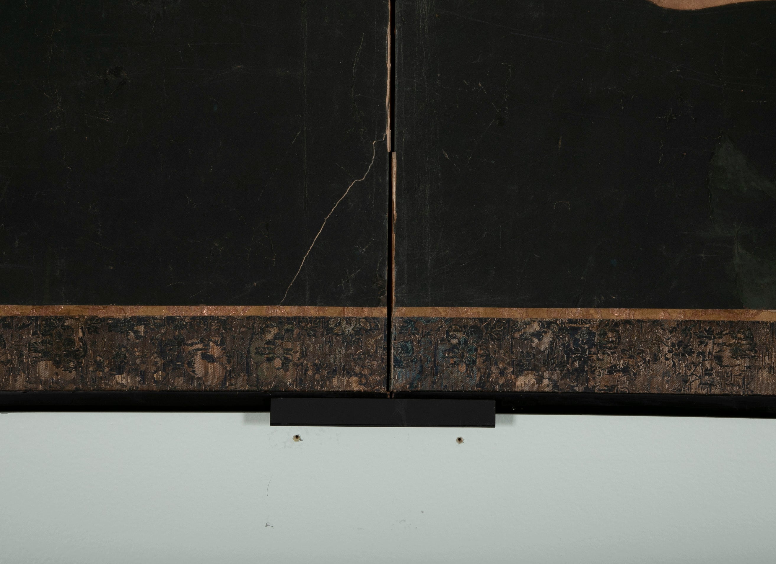 Pair Of Kano School Six Panel Screens "Three Friends Of Winter"