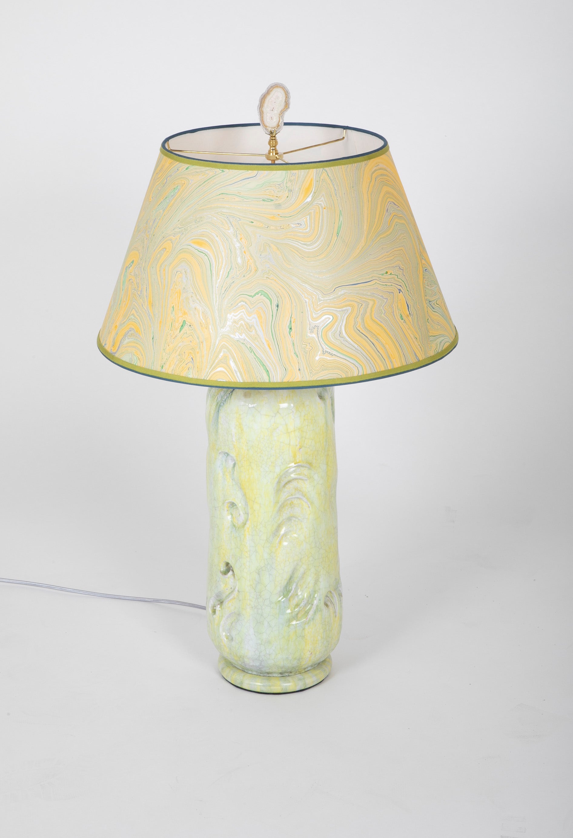Marcello Fantoni Faience Cylindrical Table Lamp