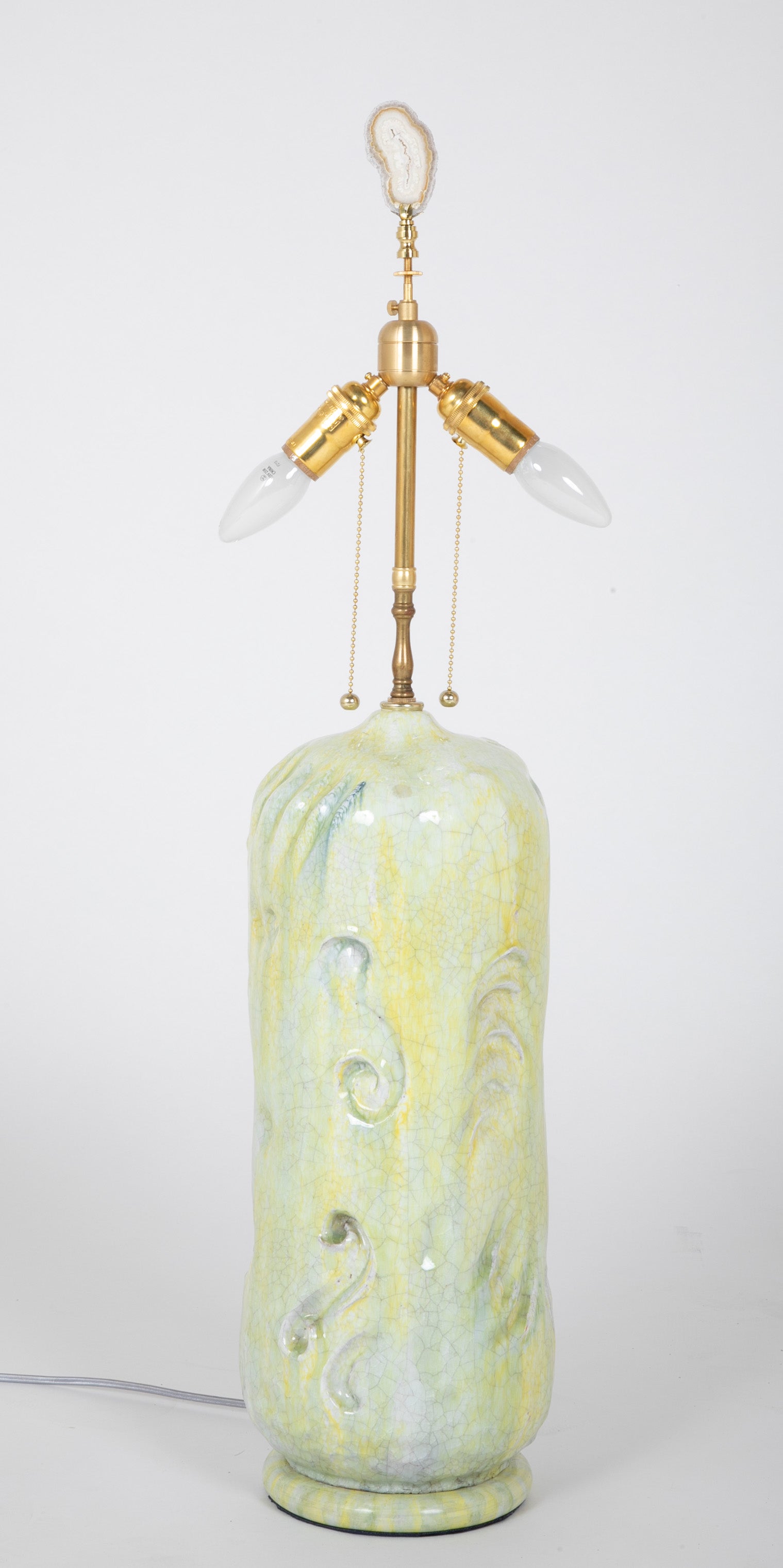 Marcello Fantoni Faience Cylindrical Table Lamp