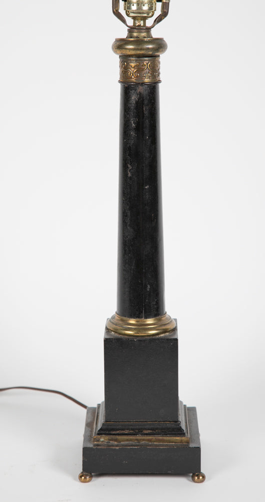 Pair of Late 19th Century English Painted Tole Lamps