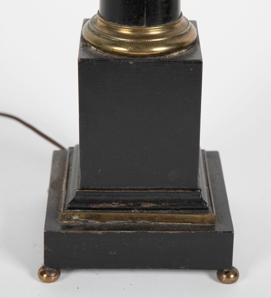 Pair of Late 19th Century English Painted Tole Lamps