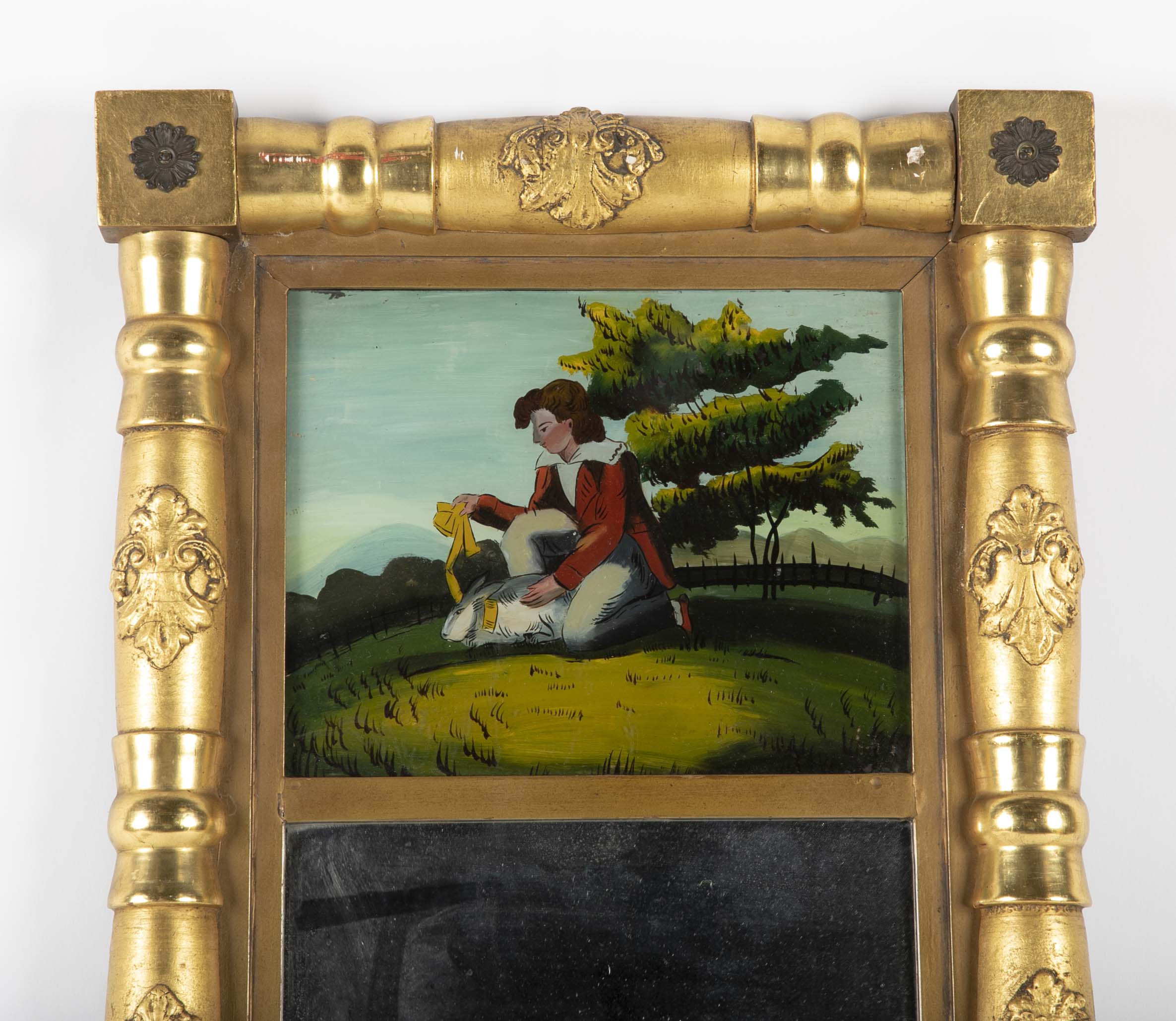 Small Mid 19th Century Gilt Mirror with Eglomise Panel