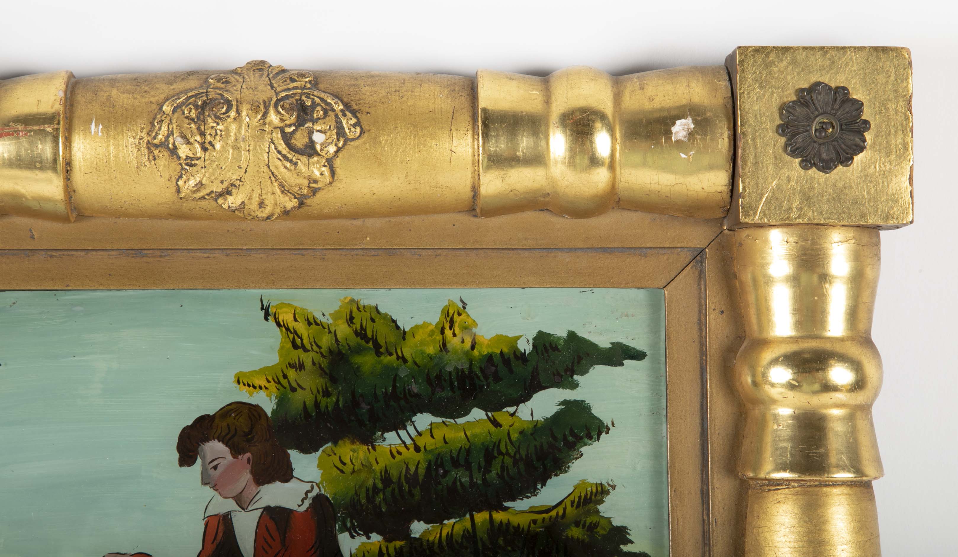 Small Mid 19th Century Gilt Mirror with Eglomise Panel