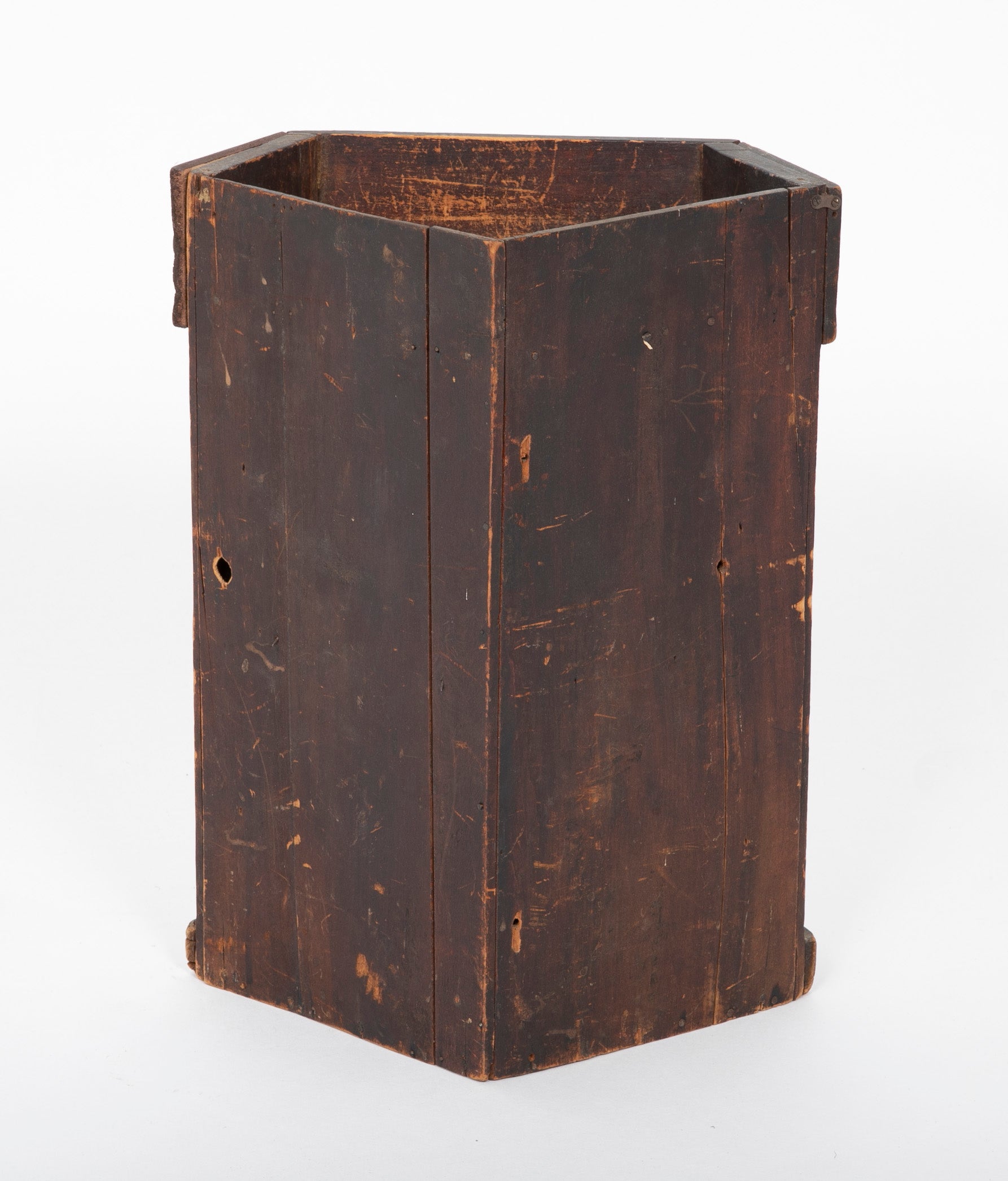 Rare Miniature Eastern European Corner Cupboard with Painted Children Sledding Motif