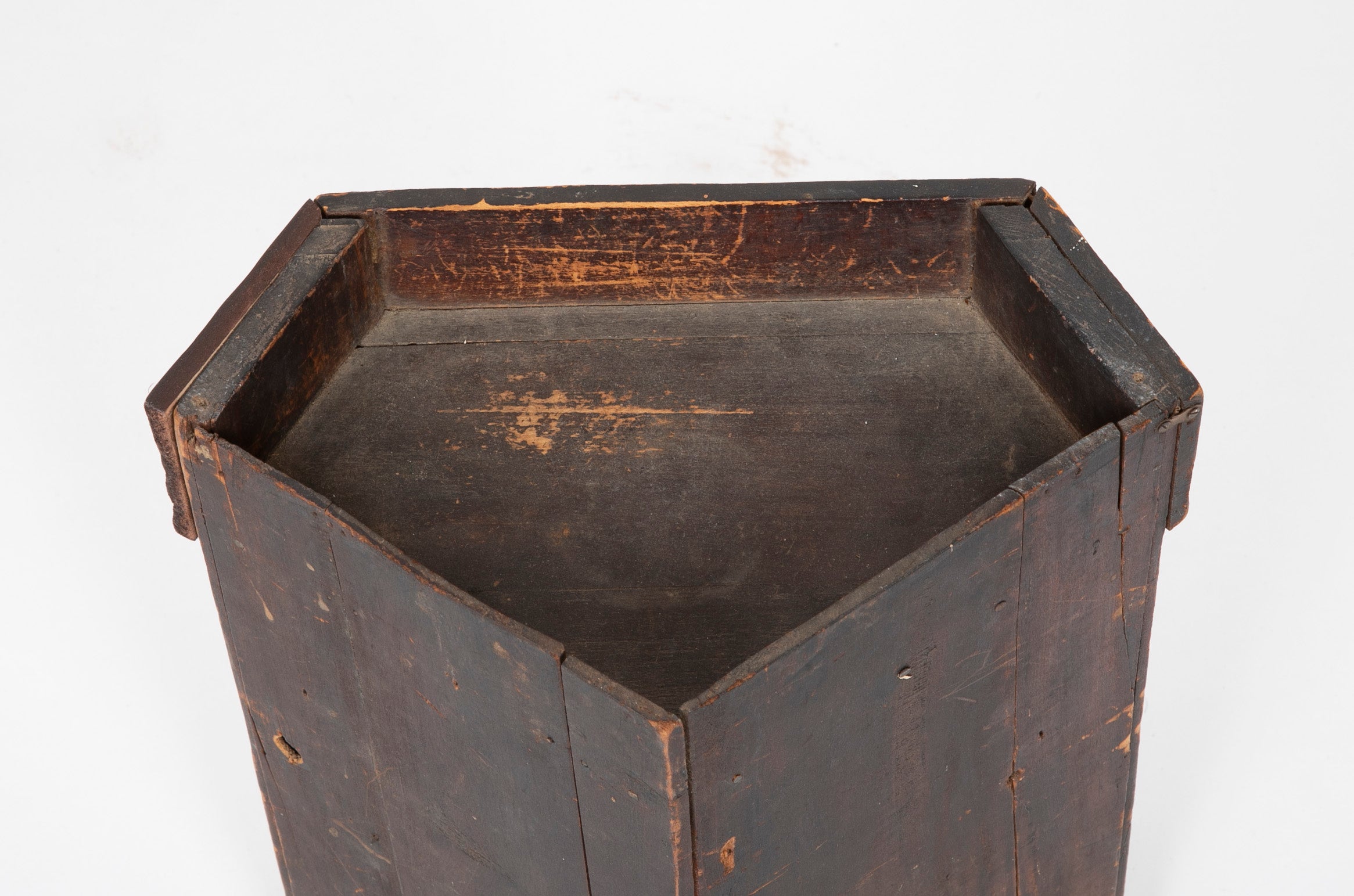 Rare Miniature Eastern European Corner Cupboard with Painted Children Sledding Motif