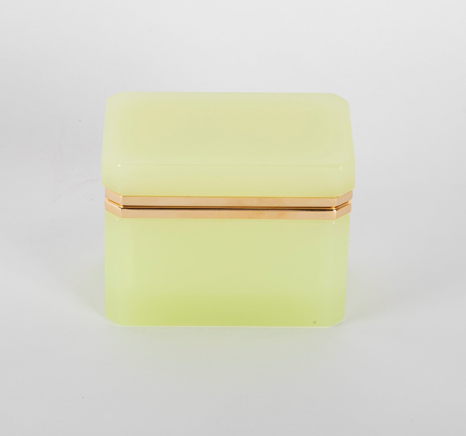 Lime Green French Opaline Glass Box