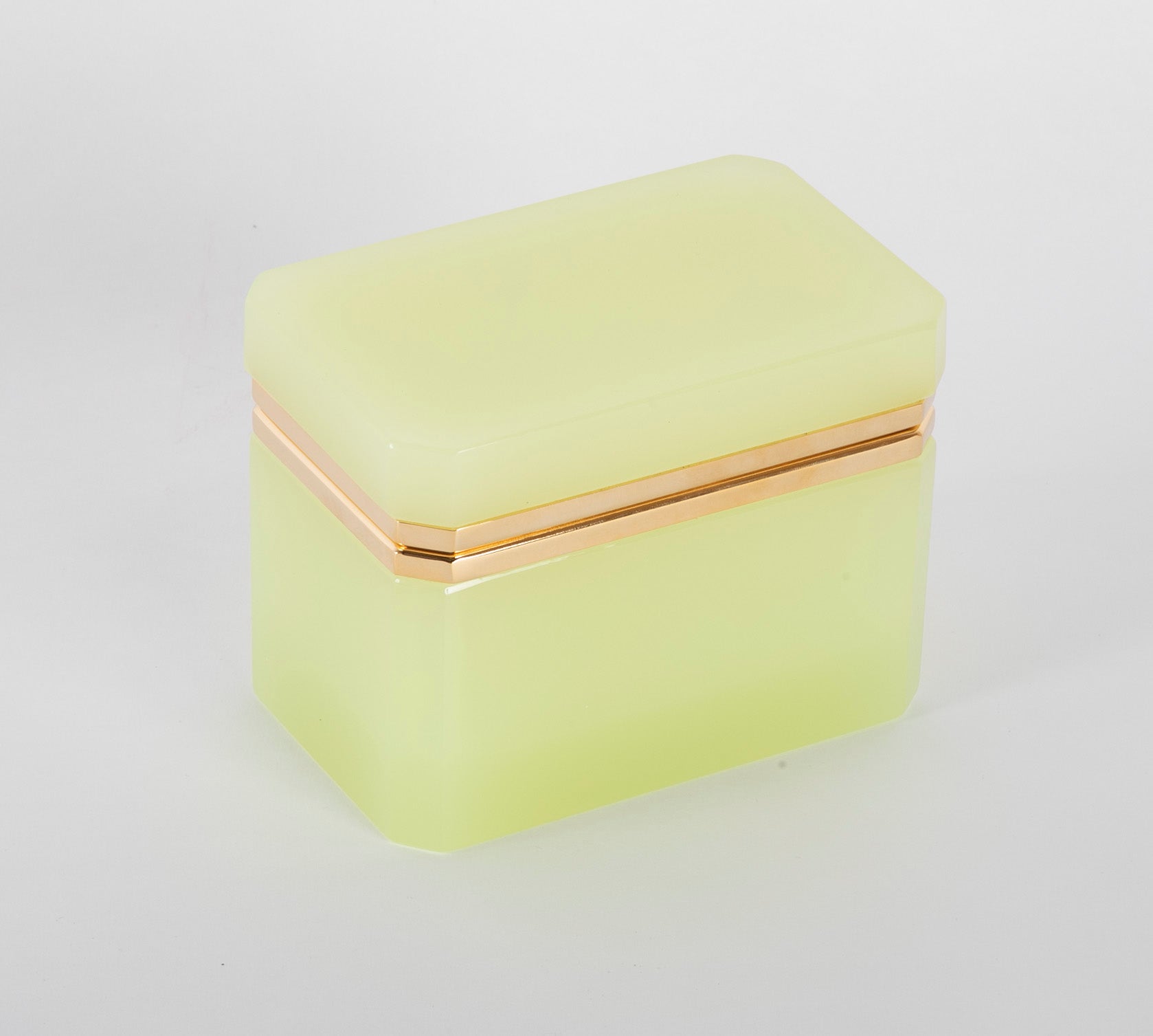 Lime Green French Opaline Glass Box