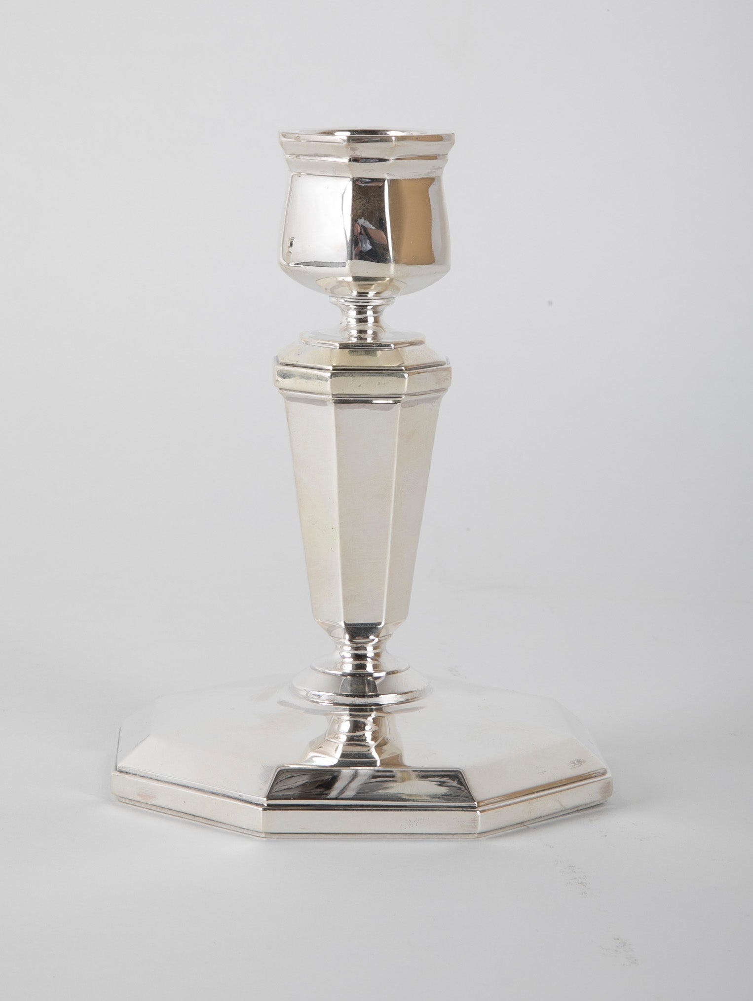 A Pair of Small Sterling Silver Candlesticks Marked Maison Keller Paris