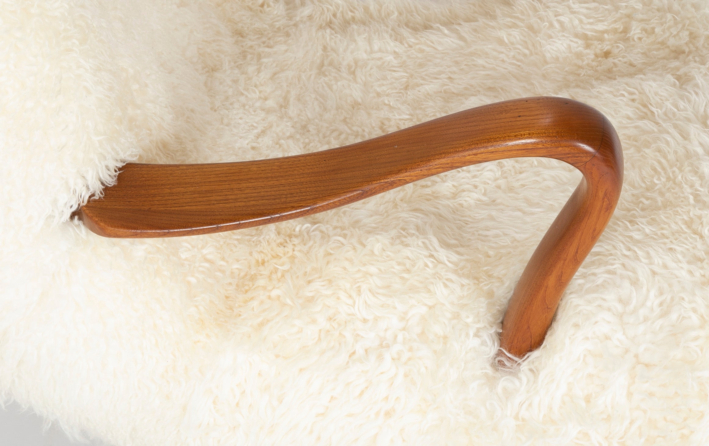 Mid-Century Danish Chair of Elm Wood and Sheepskin in the Style of Arctander