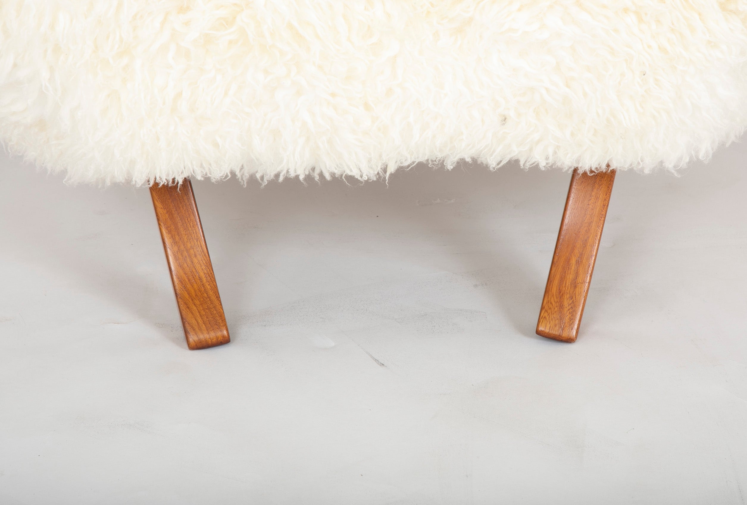 Mid-Century Danish Chair of Elm Wood and Sheepskin in the Style of Arctander