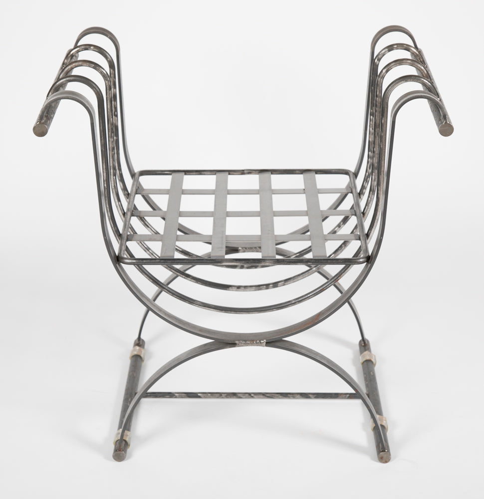 Neoclassical Style Iron Curule Form Benches