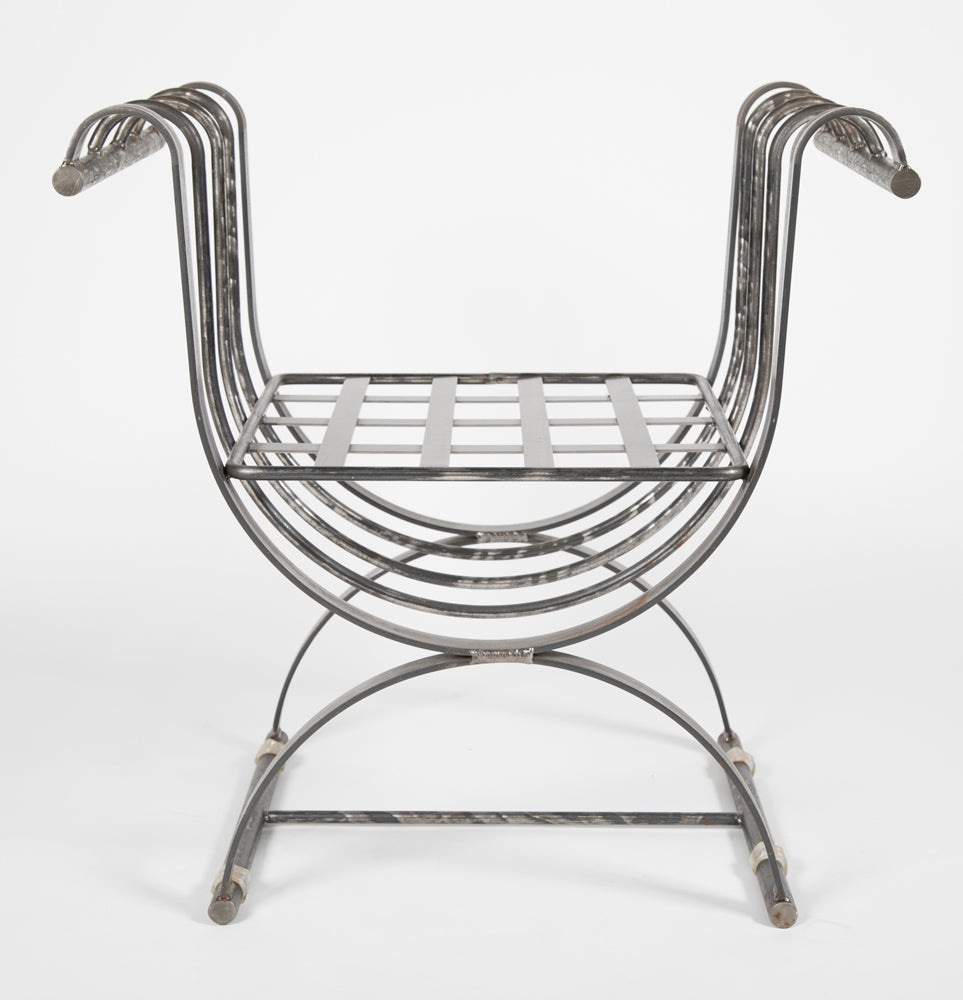 Neoclassical Style Iron Curule Form Benches