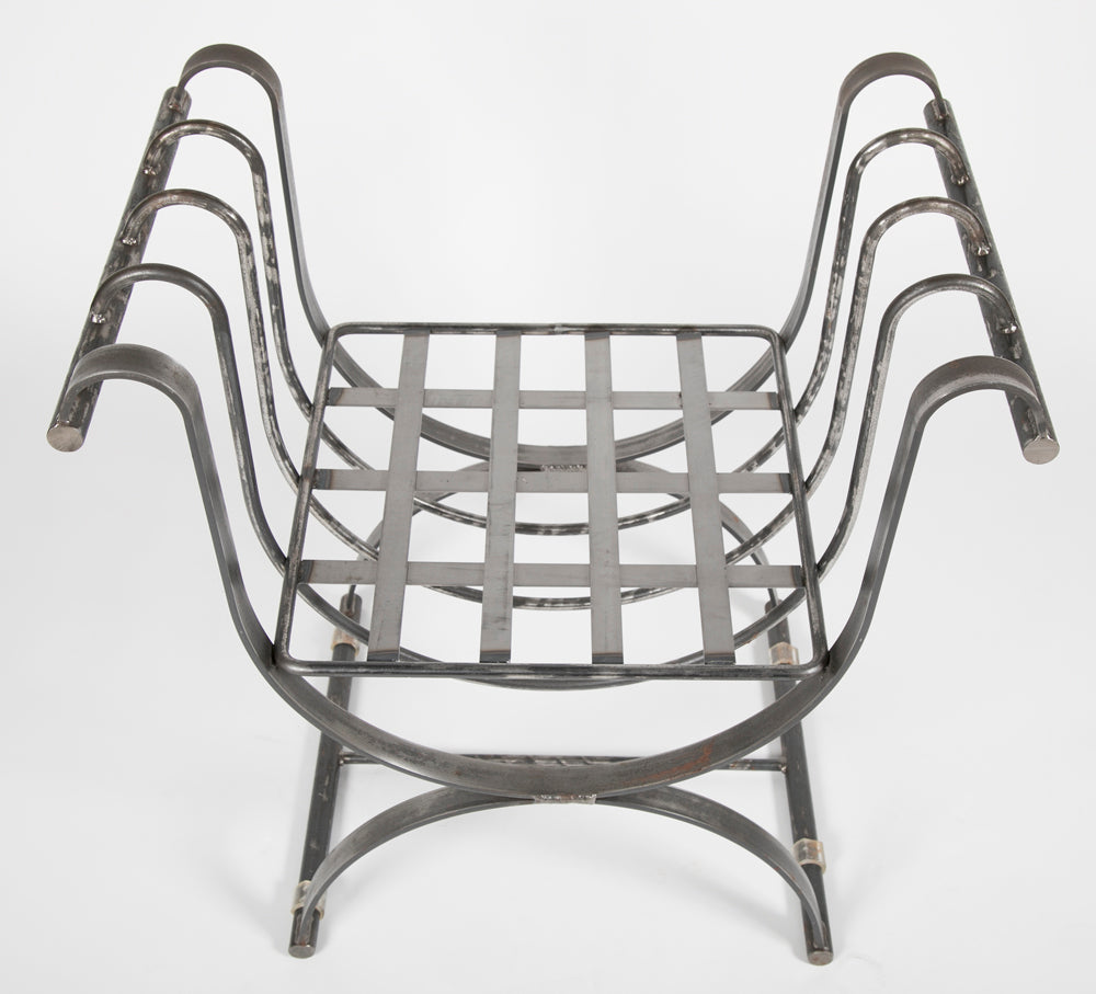 Neoclassical Style Iron Curule Form Benches