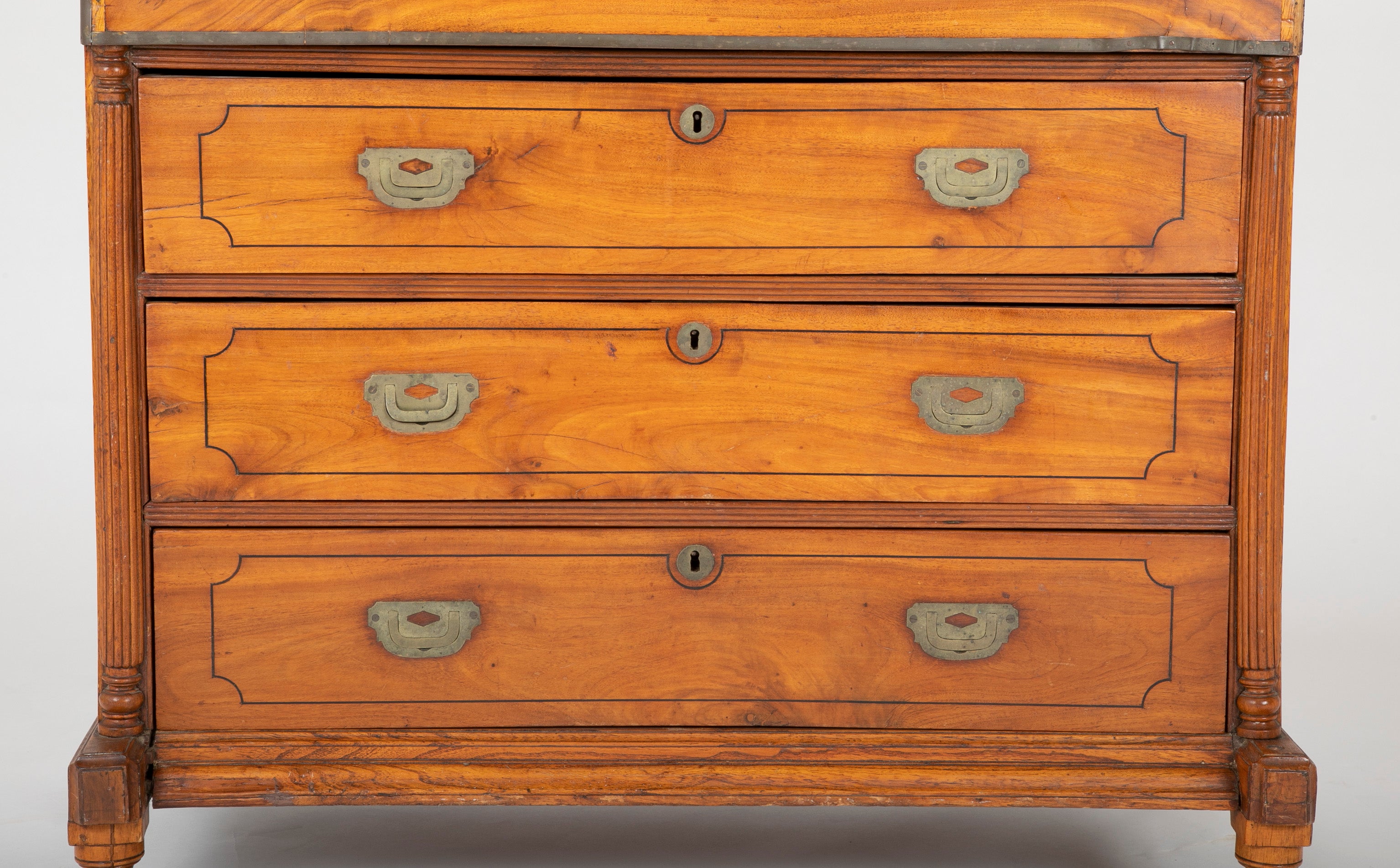 Mid 19th Century Chinese Export Camphorwood One Piece Campaign Chest