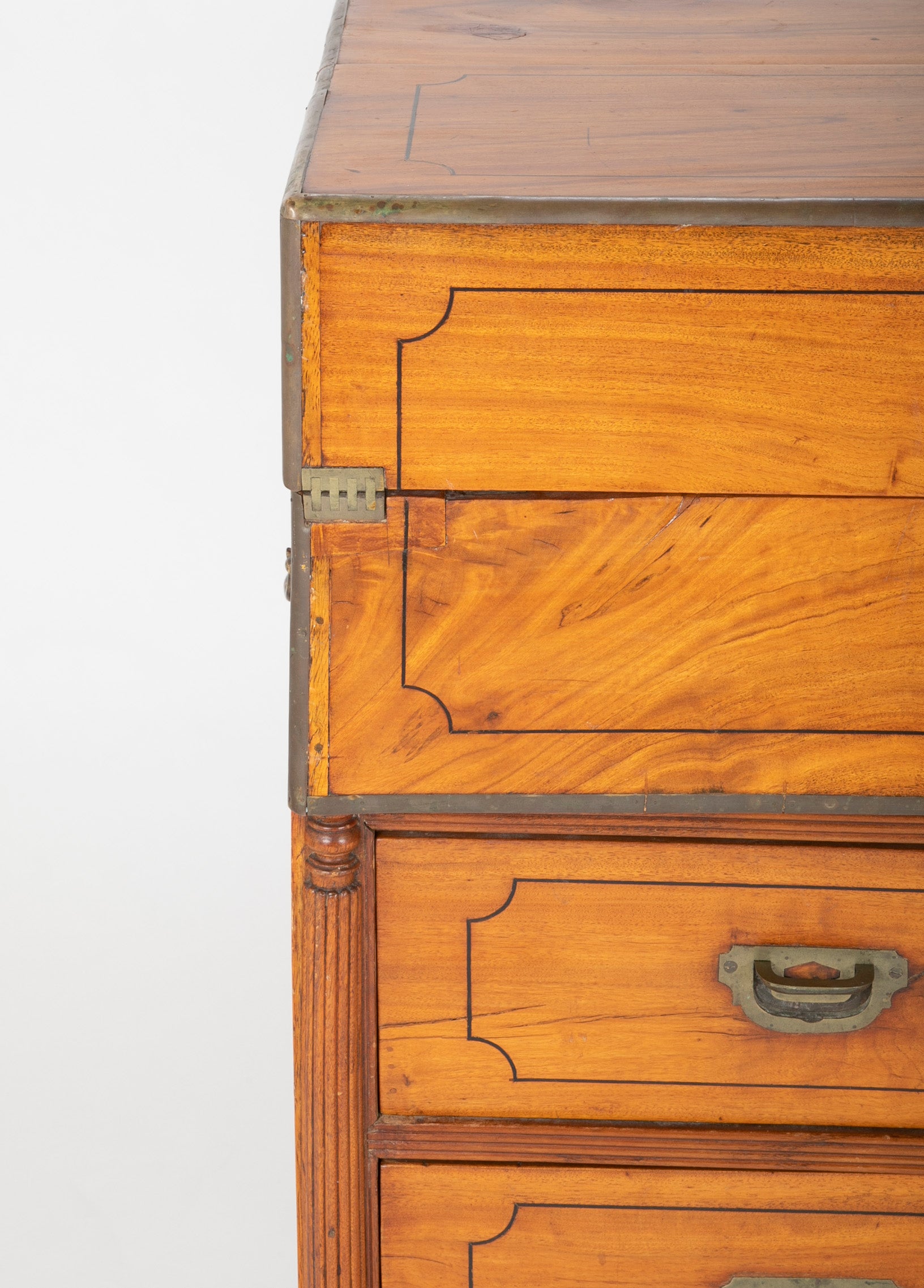 Mid 19th Century Chinese Export Camphorwood One Piece Campaign Chest