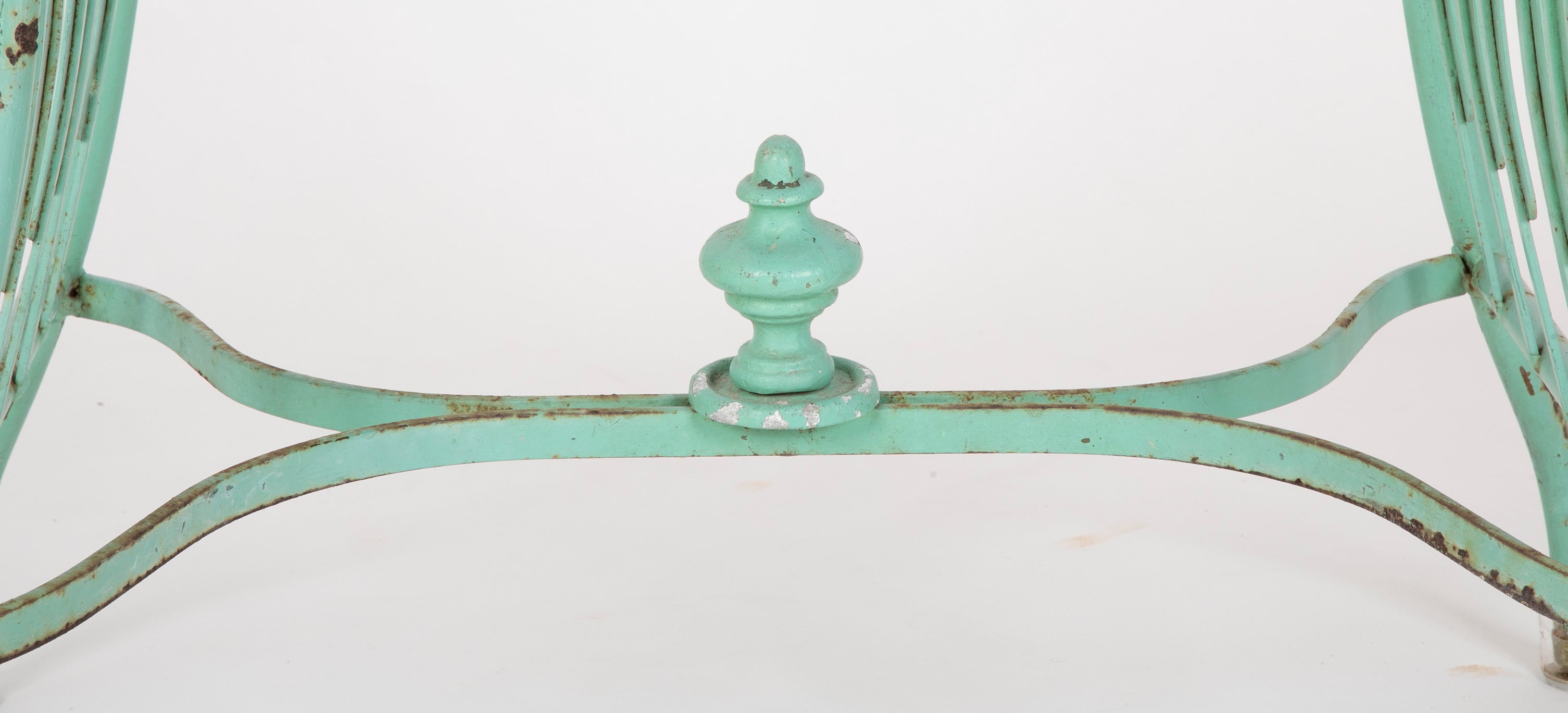 19th Century French Iron Glass Top Dining Table with Four Matching Chairs