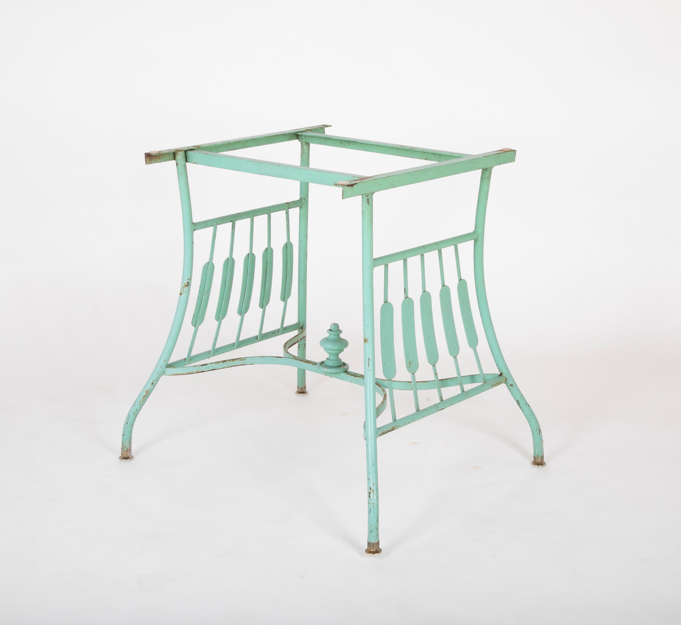 19th Century French Iron Glass Top Dining Table with Four Matching Chairs