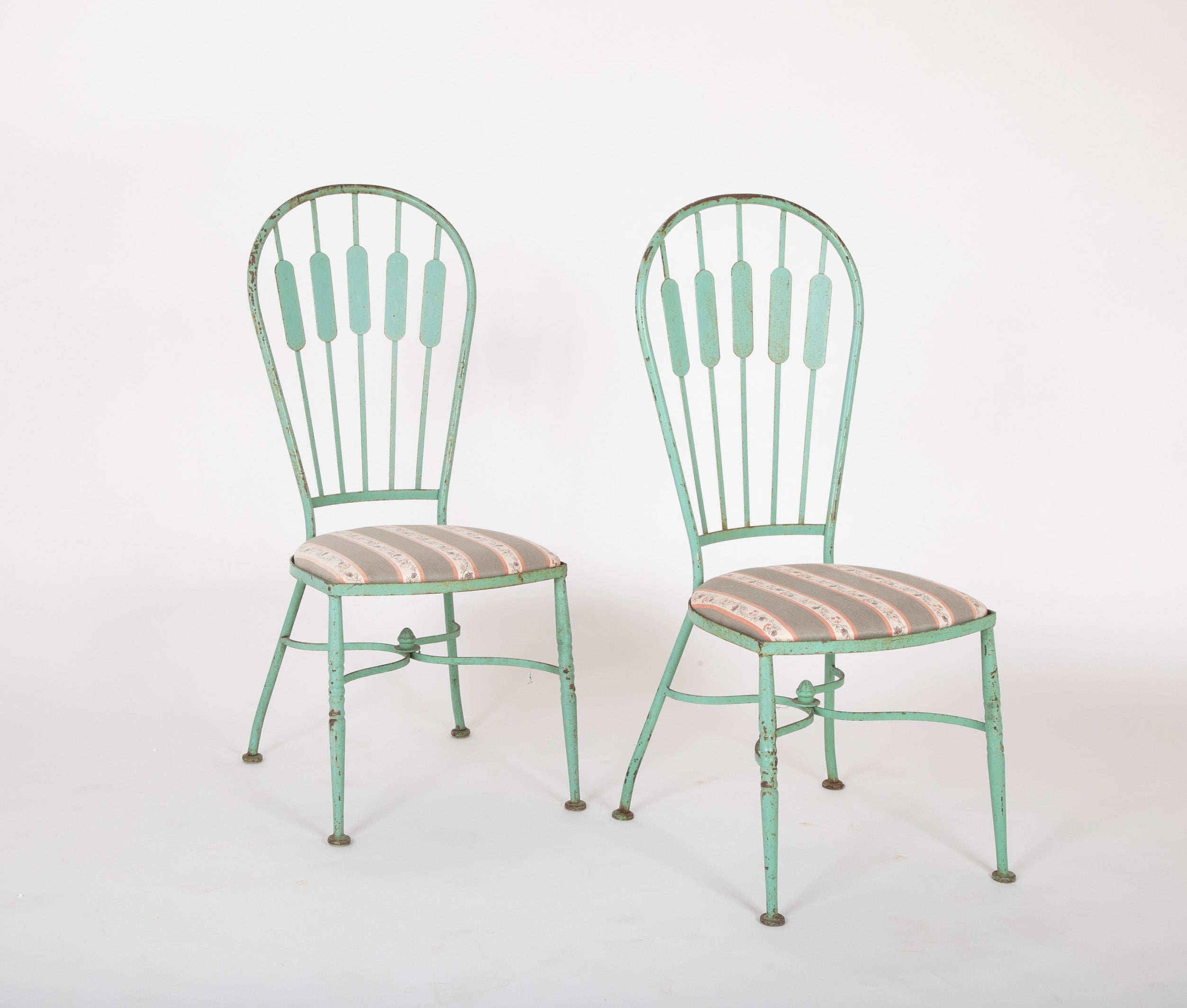19th Century French Iron Glass Top Dining Table with Four Matching Chairs