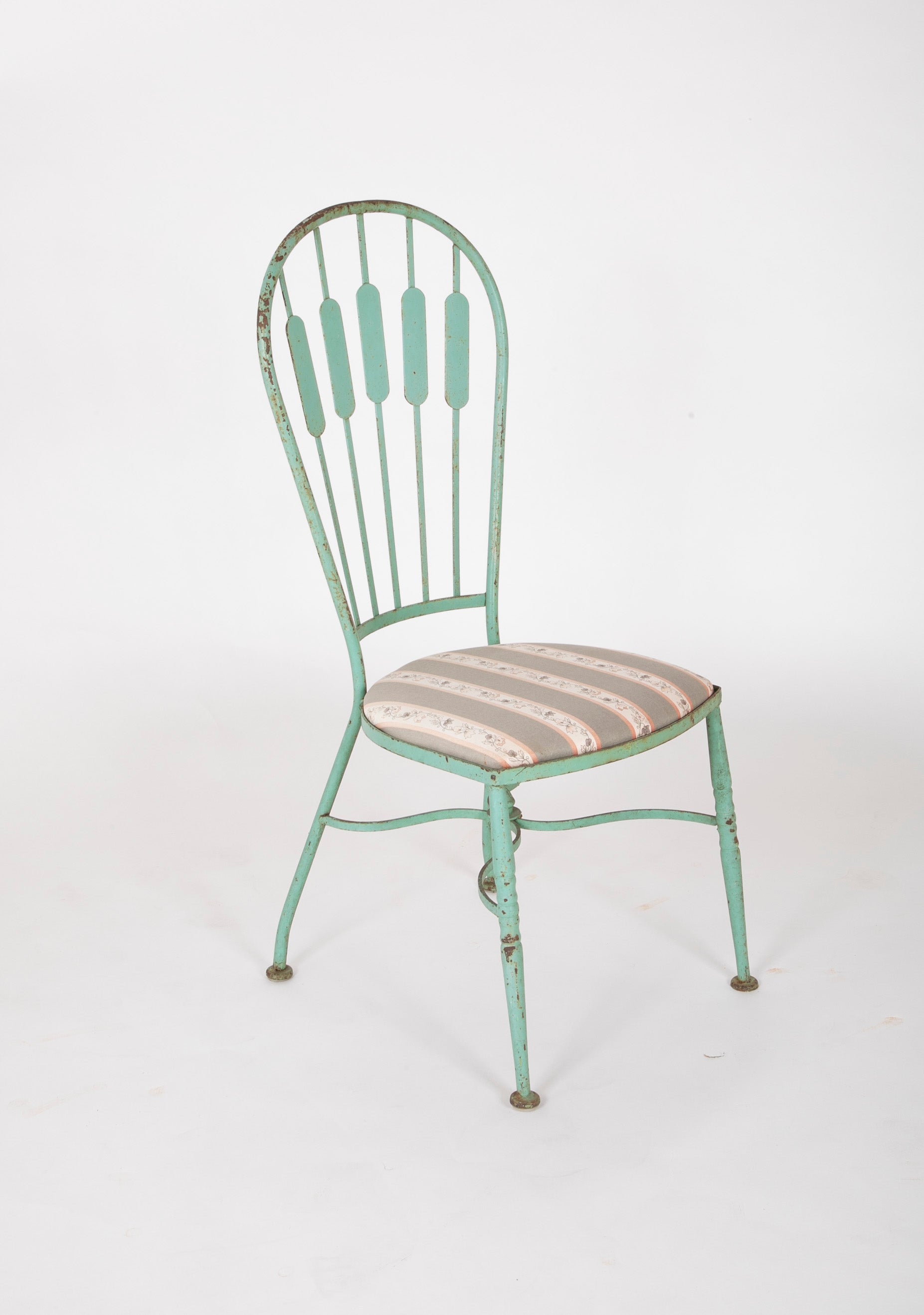 19th Century French Iron Glass Top Dining Table with Four Matching Chairs
