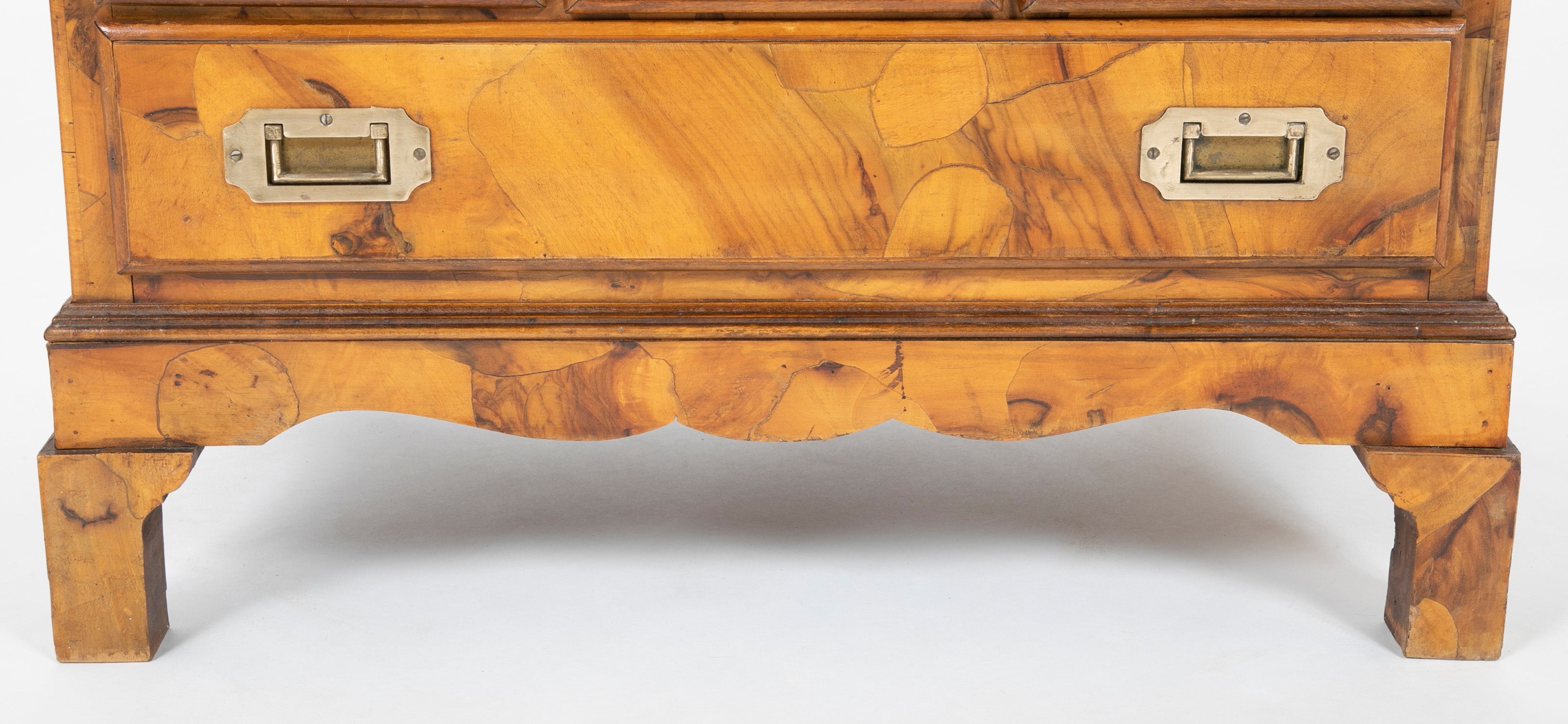 Italian Campaign Chest of Drawers with Olive Wood Veneer, Mid-20th Century