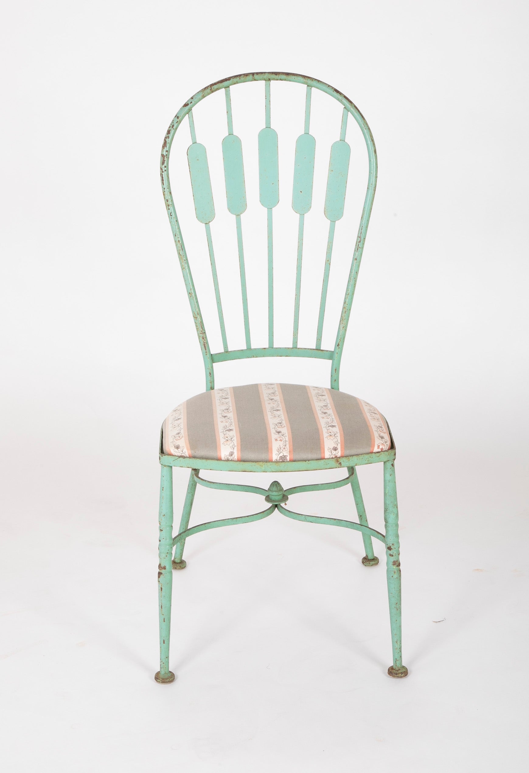 19th Century French Iron Glass Top Dining Table with Four Matching Chairs