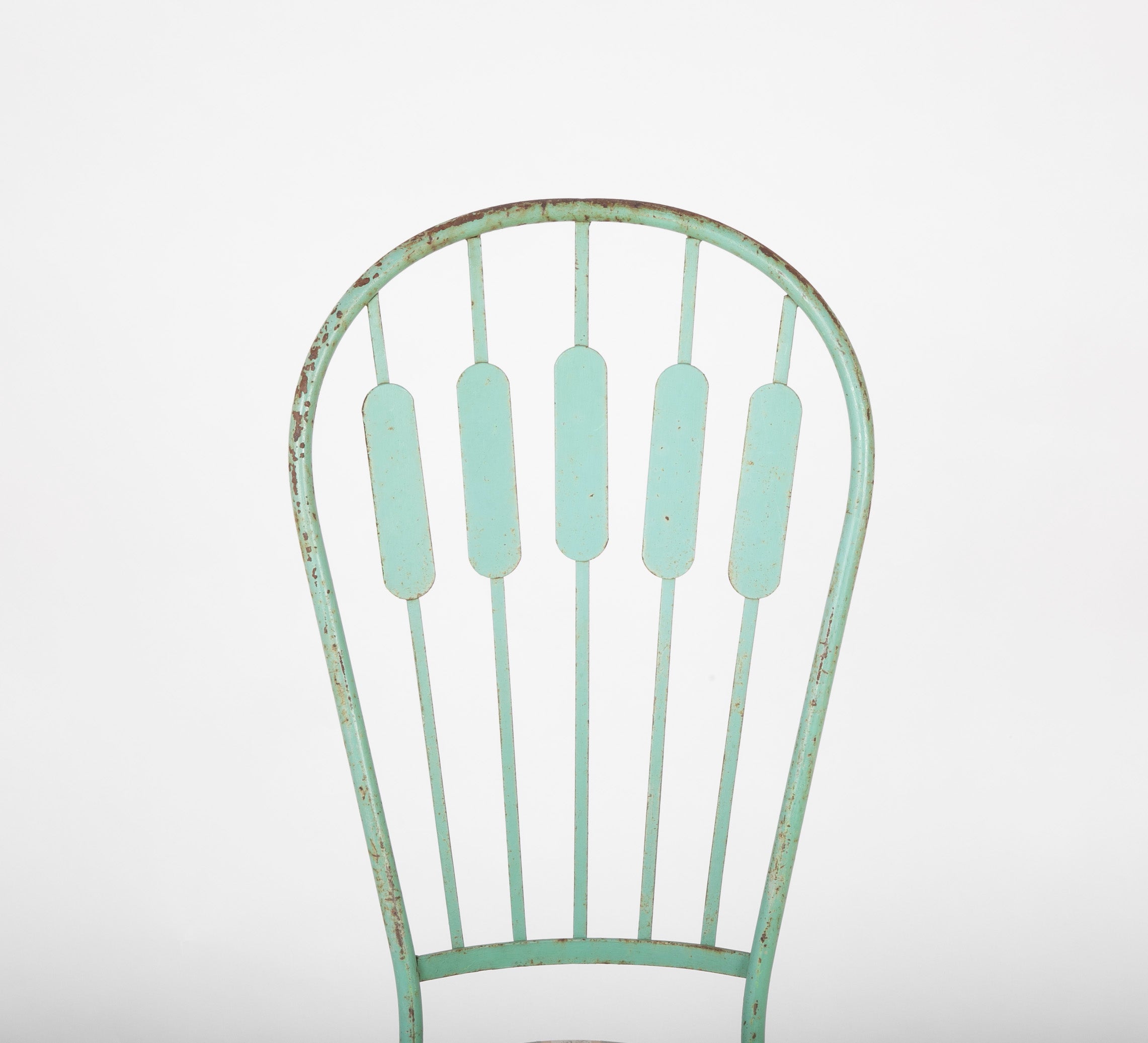 19th Century French Iron Glass Top Dining Table with Four Matching Chairs
