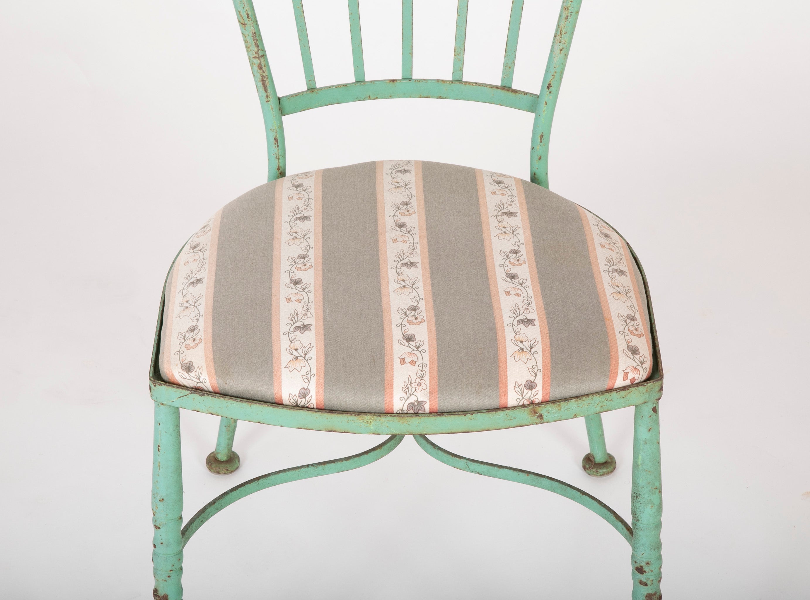 19th Century French Iron Glass Top Dining Table with Four Matching Chairs
