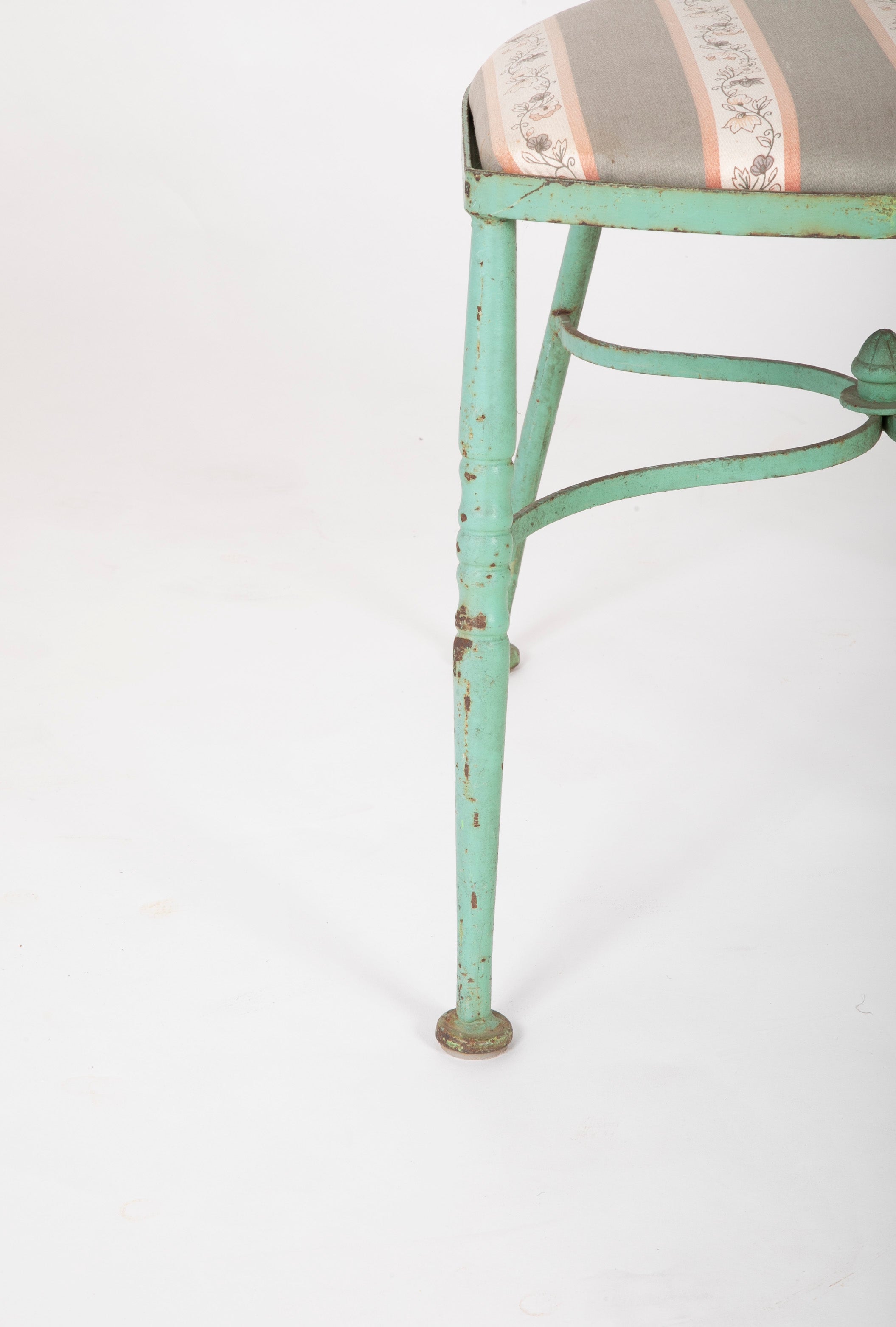 19th Century French Iron Glass Top Dining Table with Four Matching Chairs