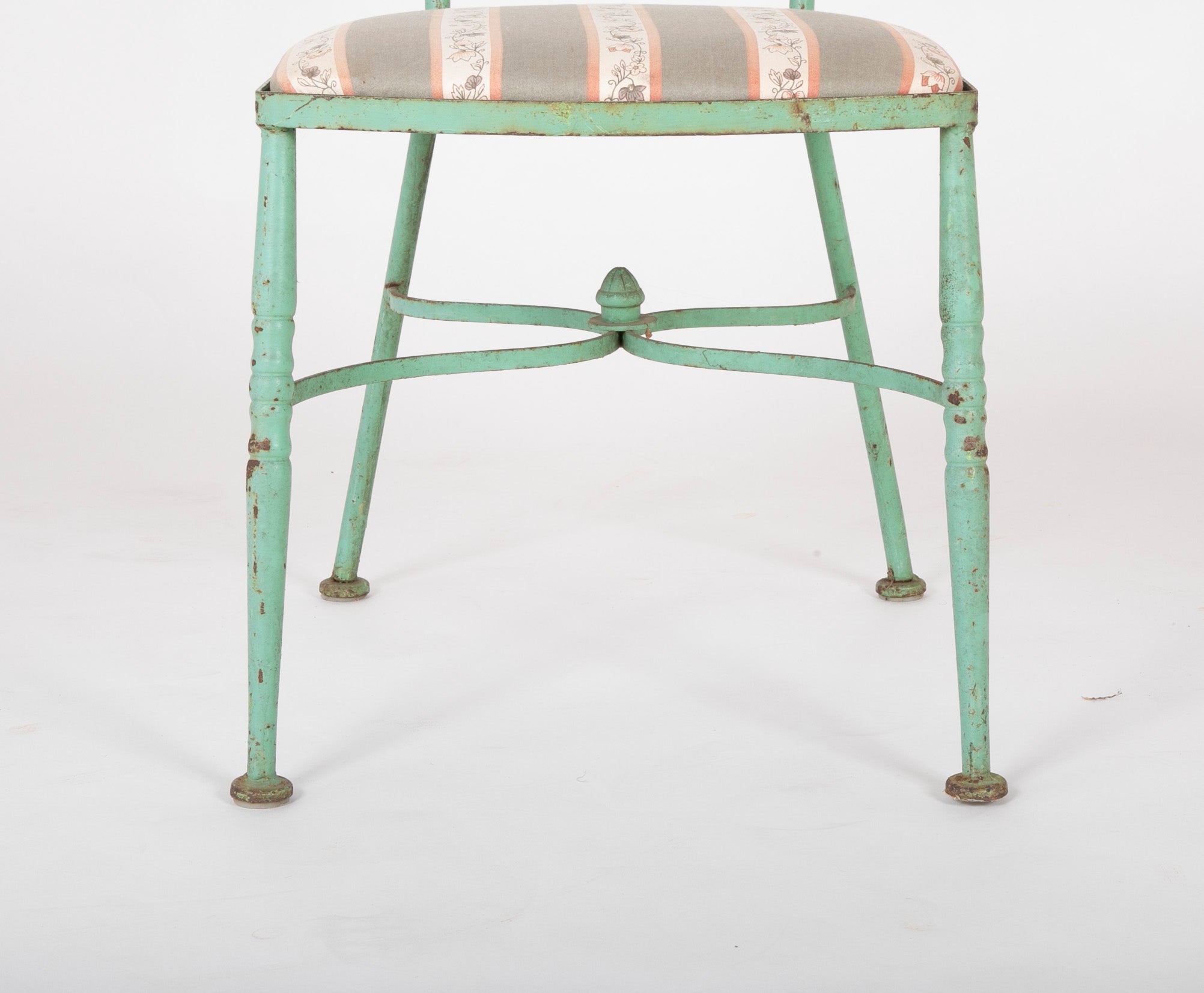 19th Century French Iron Glass Top Dining Table with Four Matching Chairs