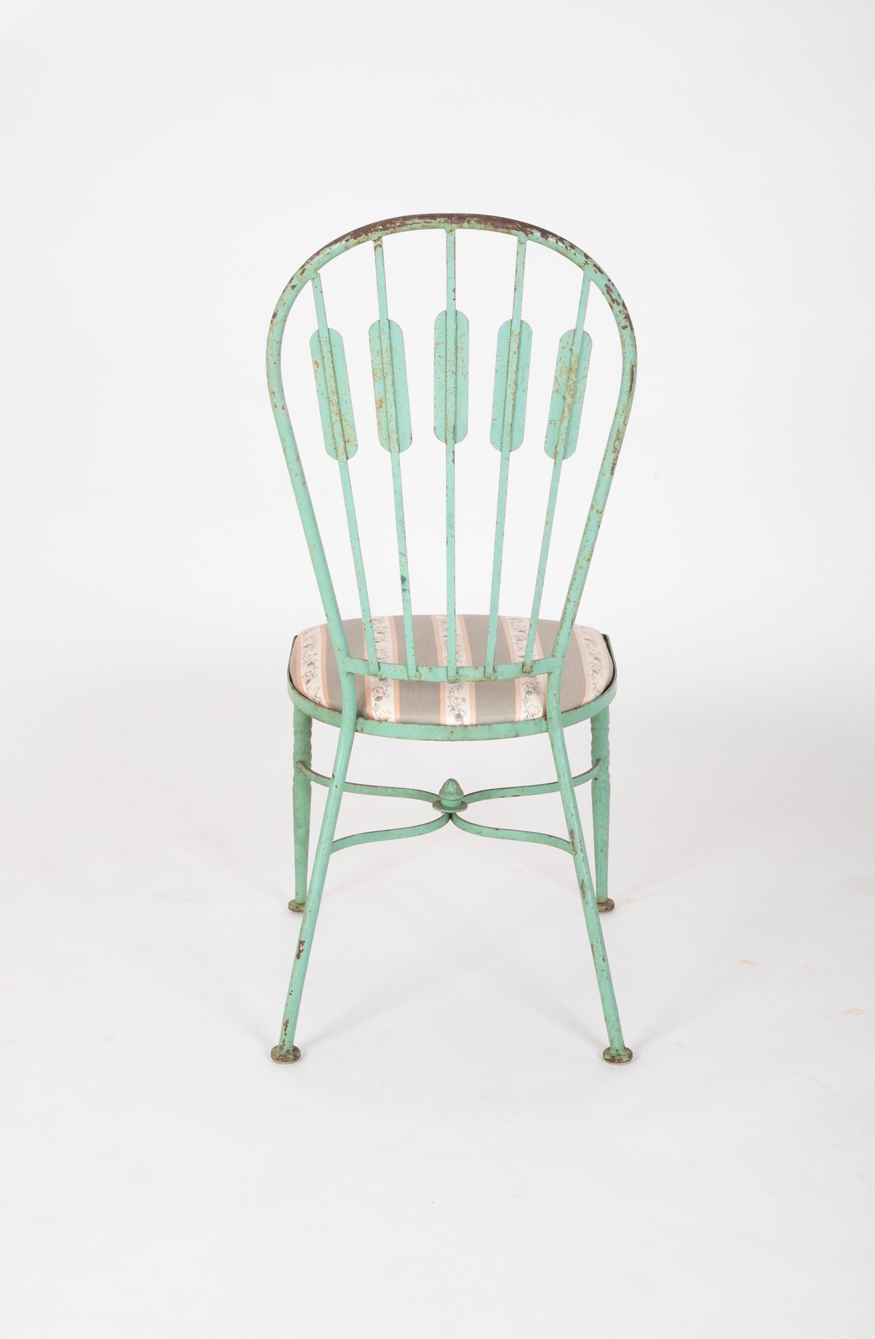 19th Century French Iron Glass Top Dining Table with Four Matching Chairs