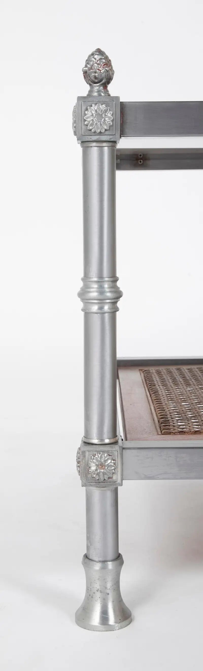 Pair of French Mid-20th Century Maison Jansen Brushed Steel Side Tables
