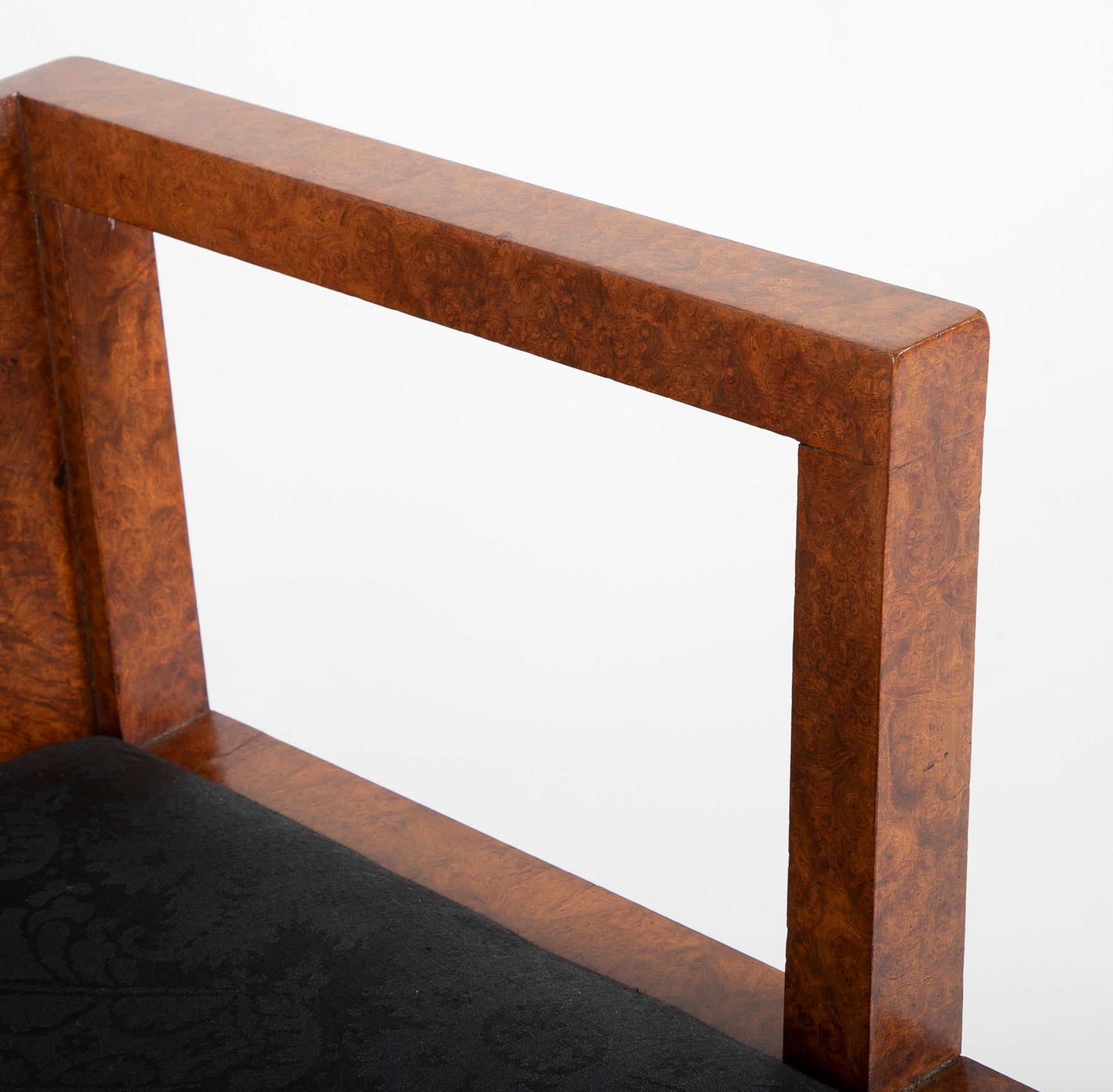 Burled Walnut Veneered Armchair in the Manner of Pierre Chareau