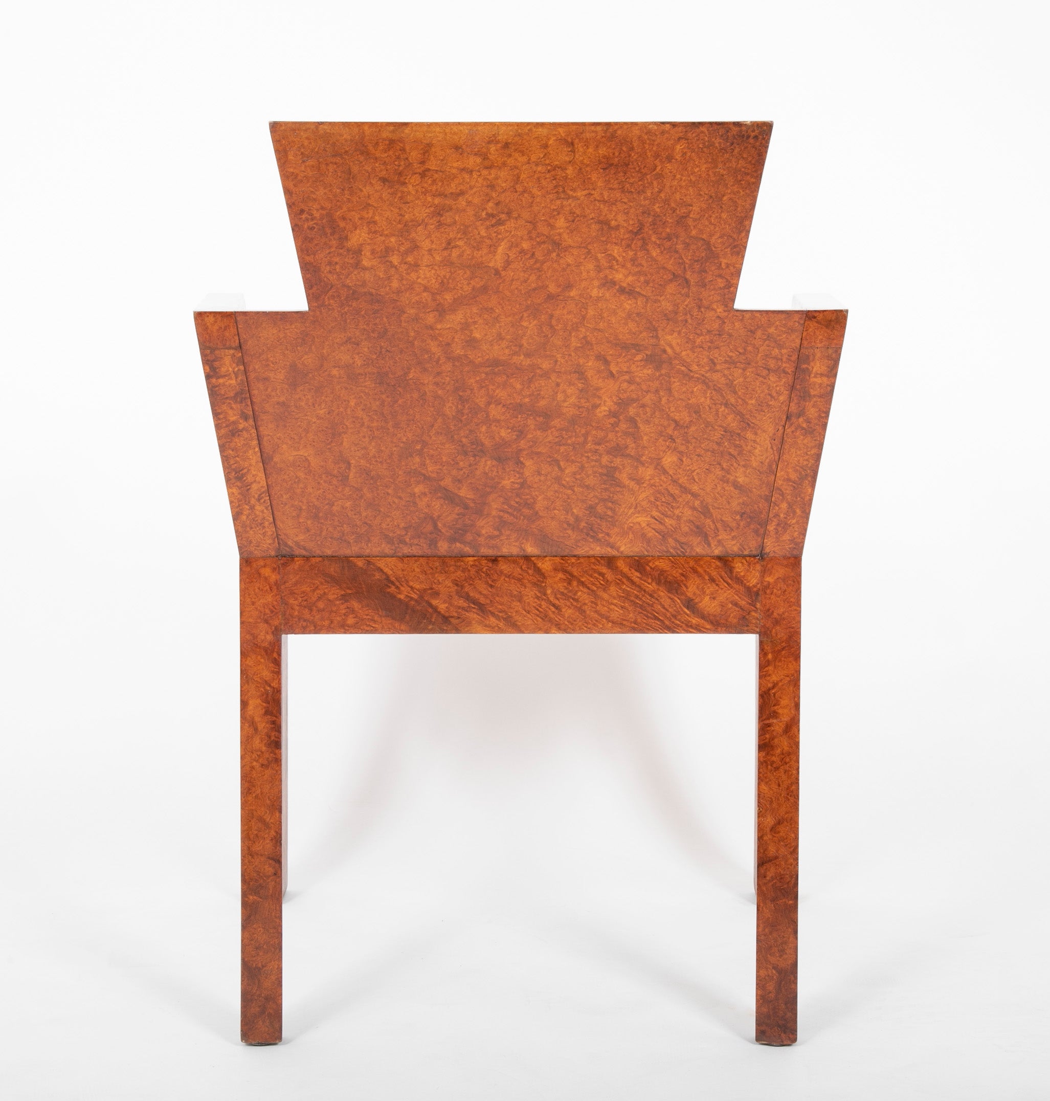 Burled Walnut Veneered Armchair in the Manner of Pierre Chareau