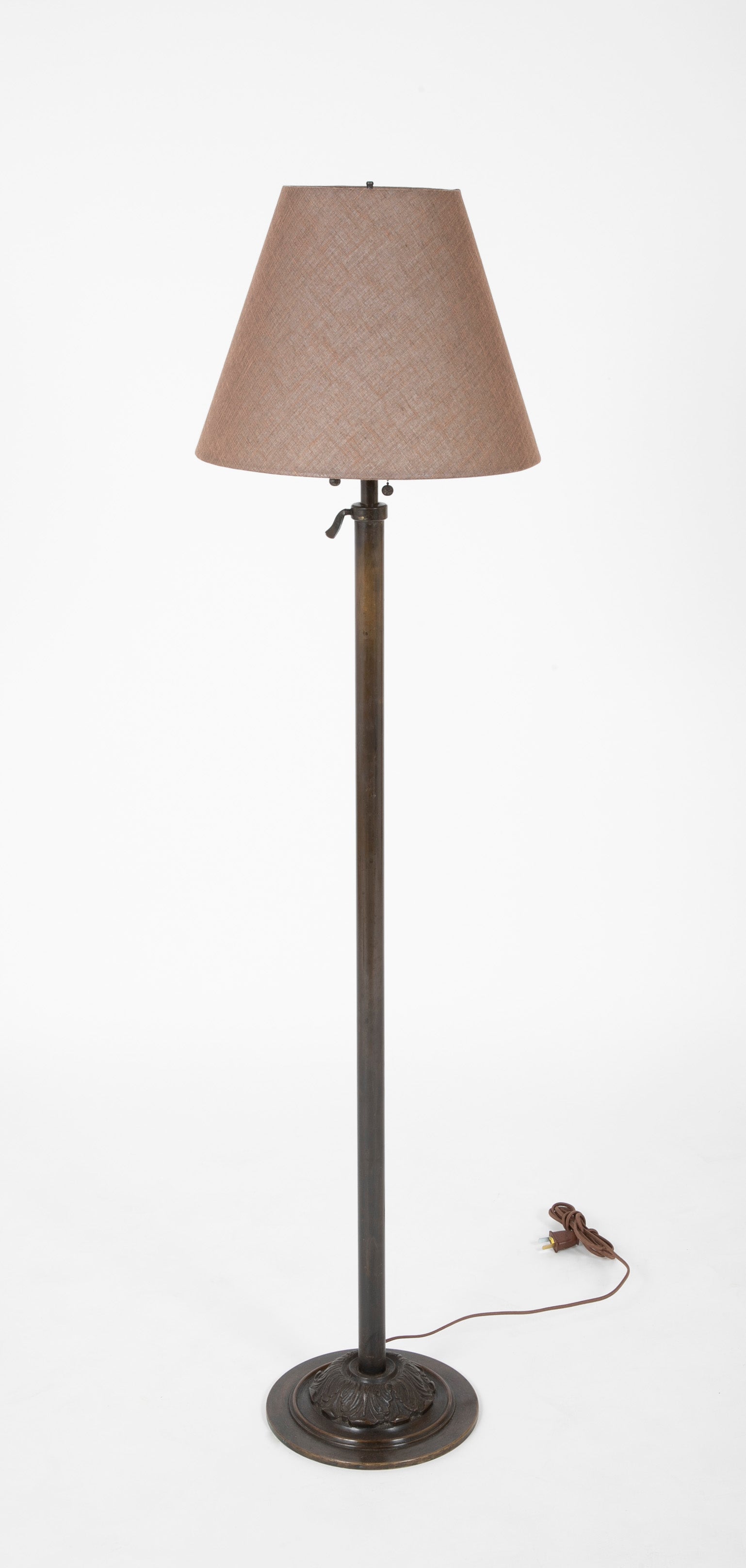 An Early 20th Century Patinated Bronze Height Adjustable Floor Lamp