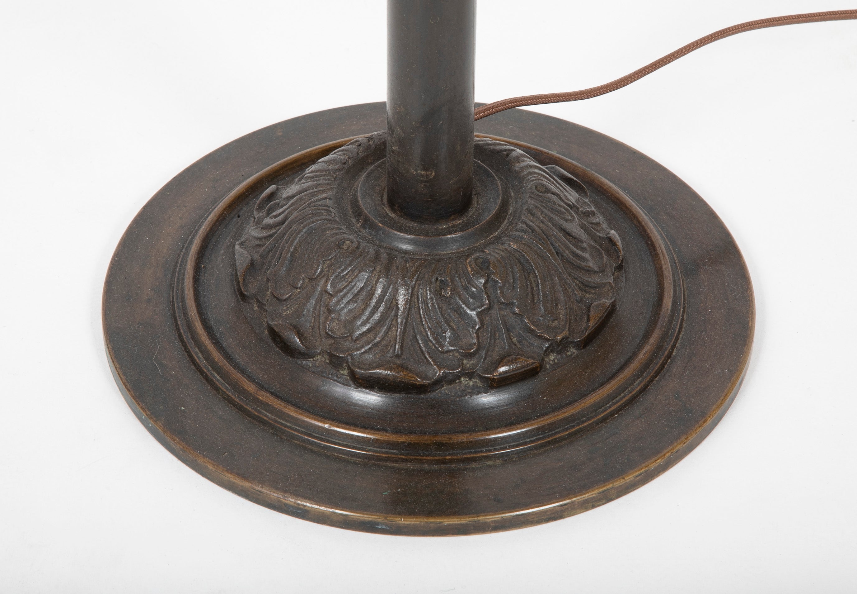 An Early 20th Century Patinated Bronze Height Adjustable Floor Lamp