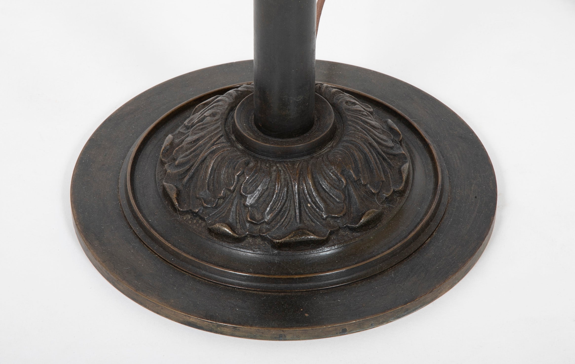 An Early 20th Century Patinated Bronze Height Adjustable Floor Lamp